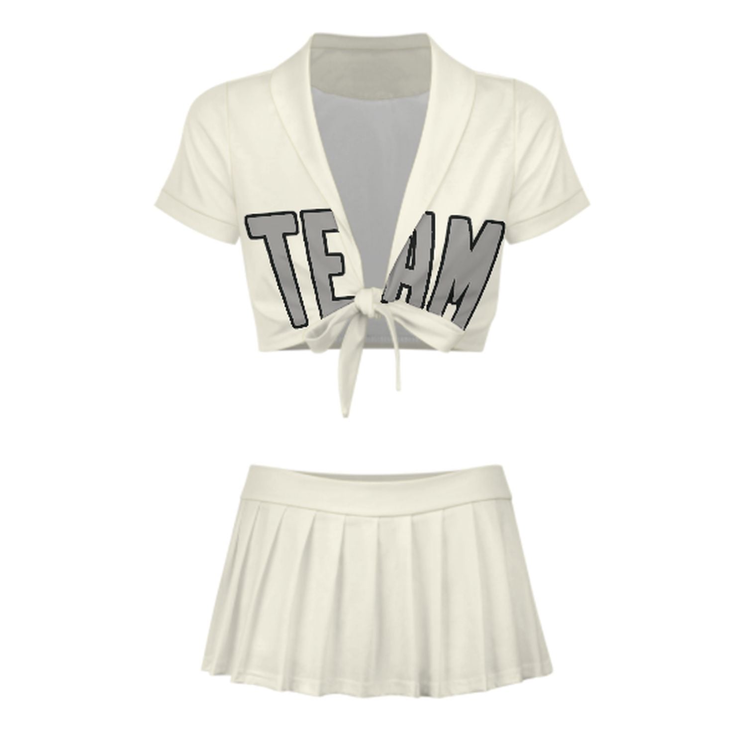 Maßgeschneidertes Beige Grau Cheerleader Outfit Set