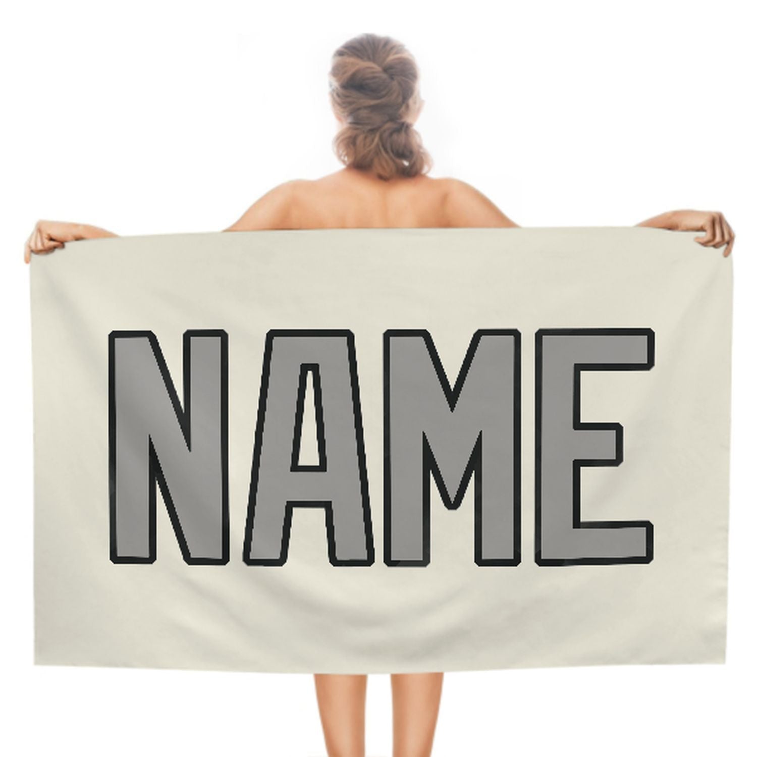 Maßgeschneidertes Beige Grau Strandtuch