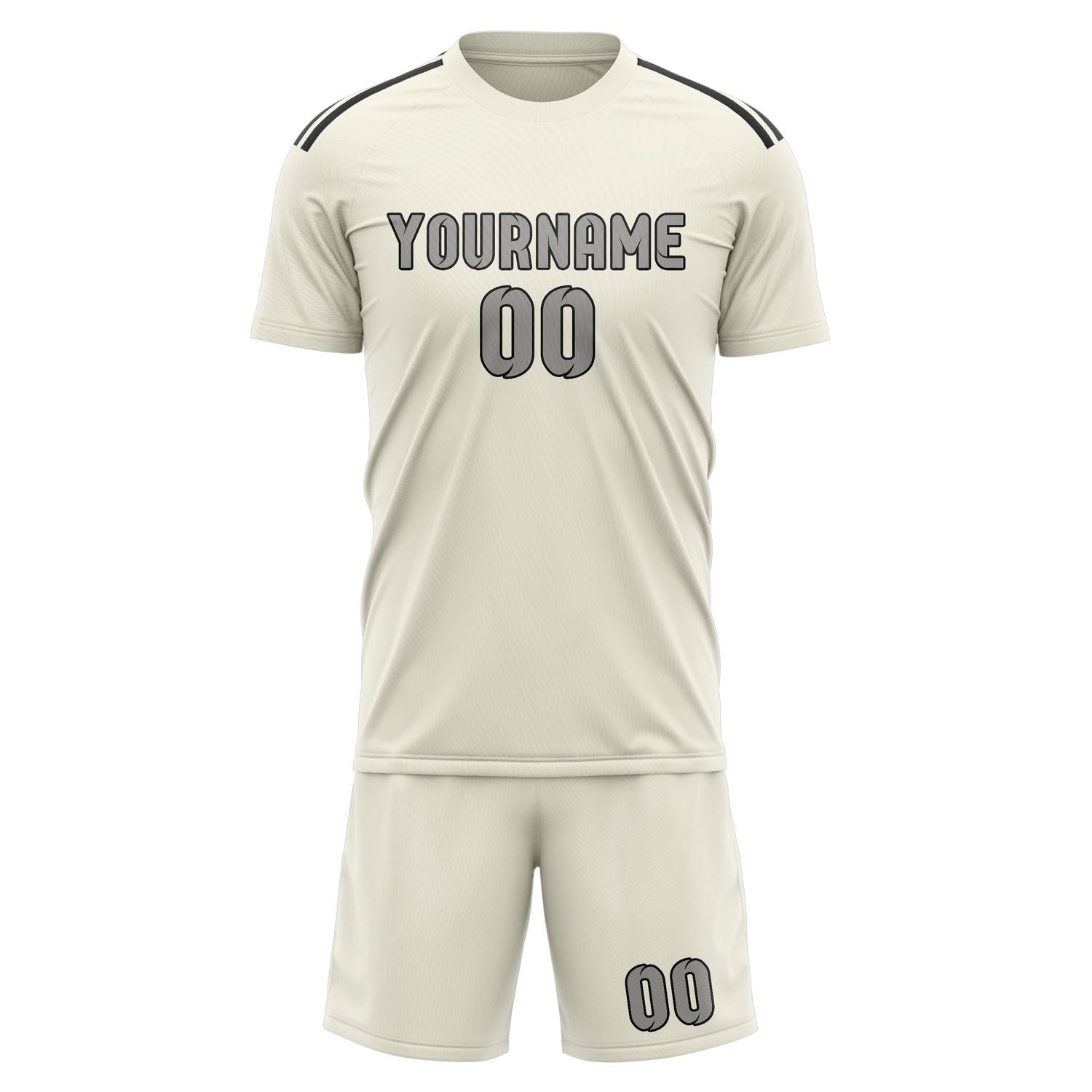 Maßgeschneidertes Professionelles Beige Grau Fußballtrikot-Set