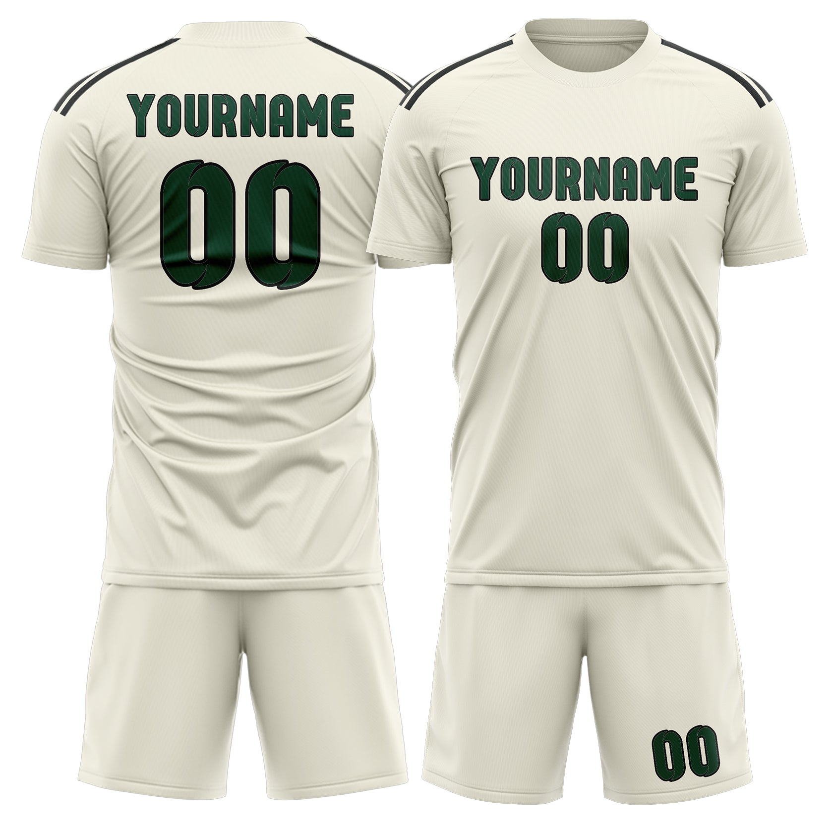 Maßgeschneidertes Professionelles Beige Moosgrün Fußballtrikot-Set