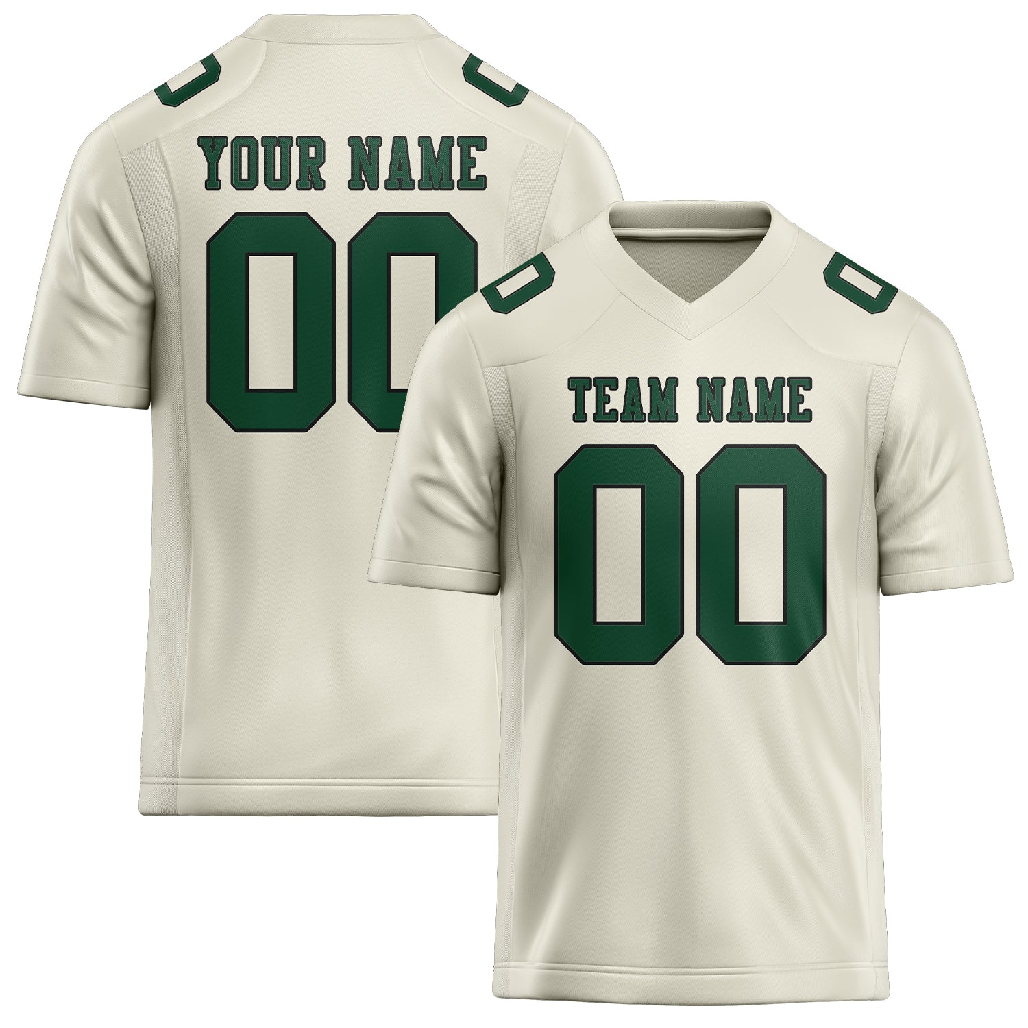 Maillot de rugby professionnel beige vert mousse sur mesure