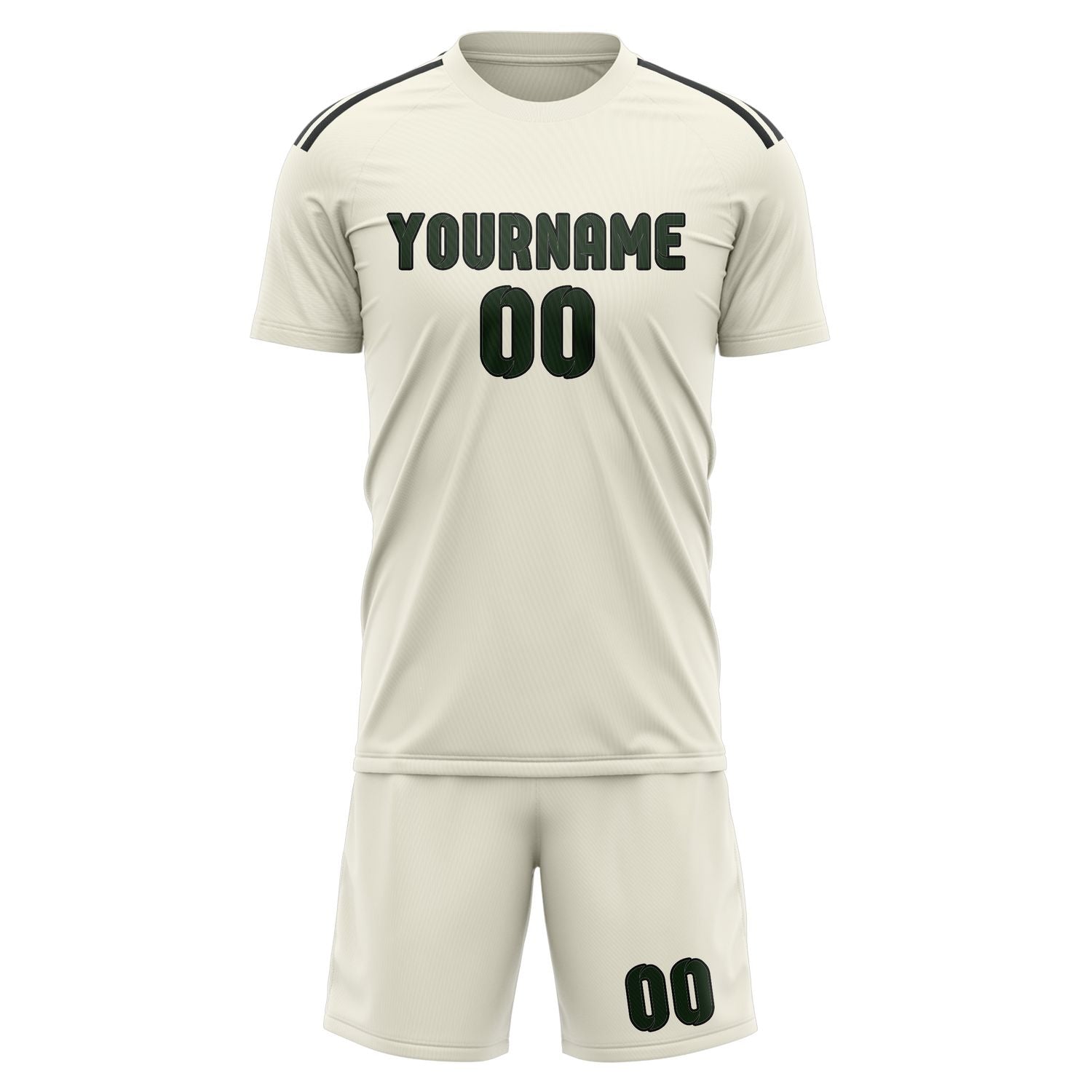 Maßgeschneidertes Professionelles Beige Tannengrün Fußballtrikot-Set