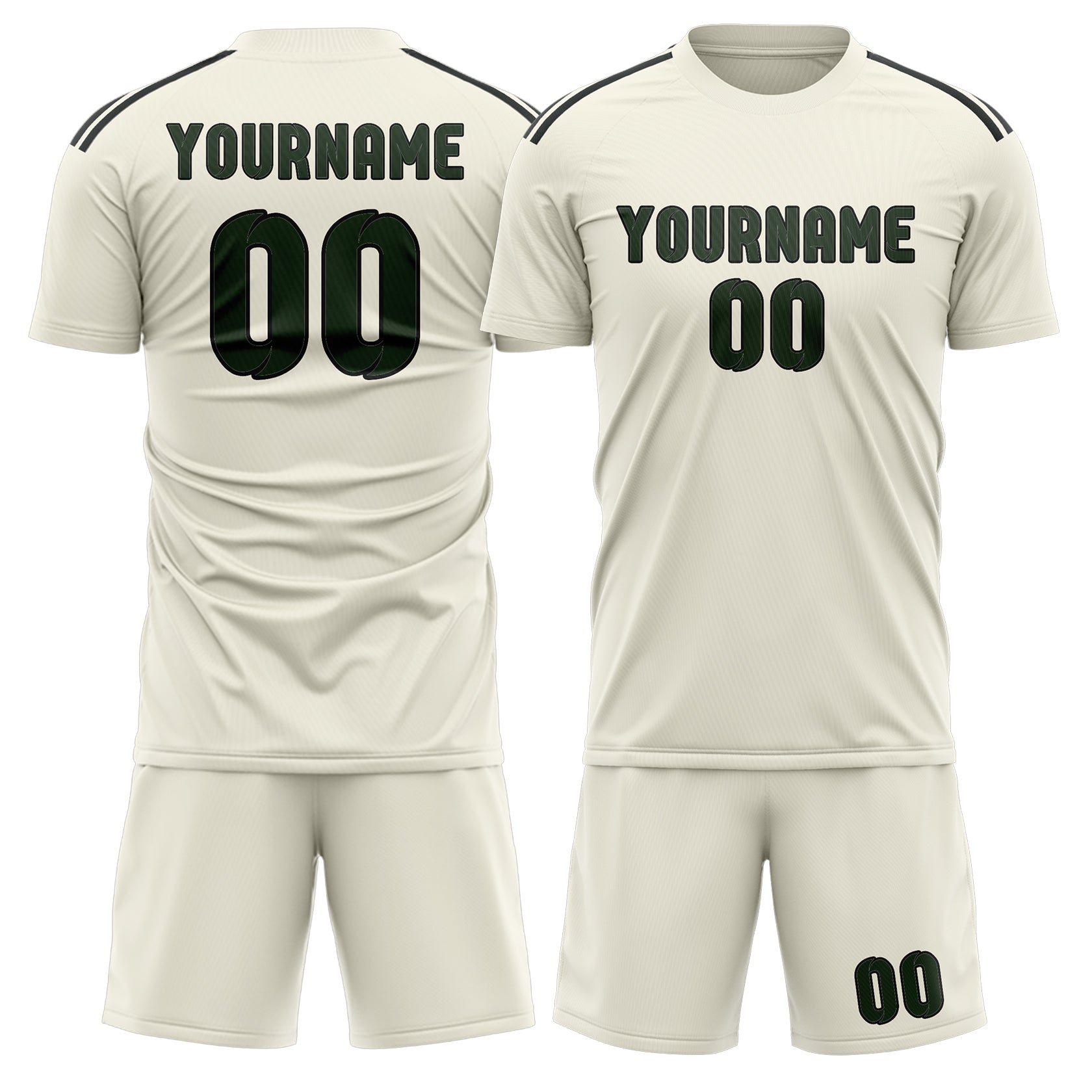 Maßgeschneidertes Professionelles Beige Tannengrün Fußballtrikot-Set