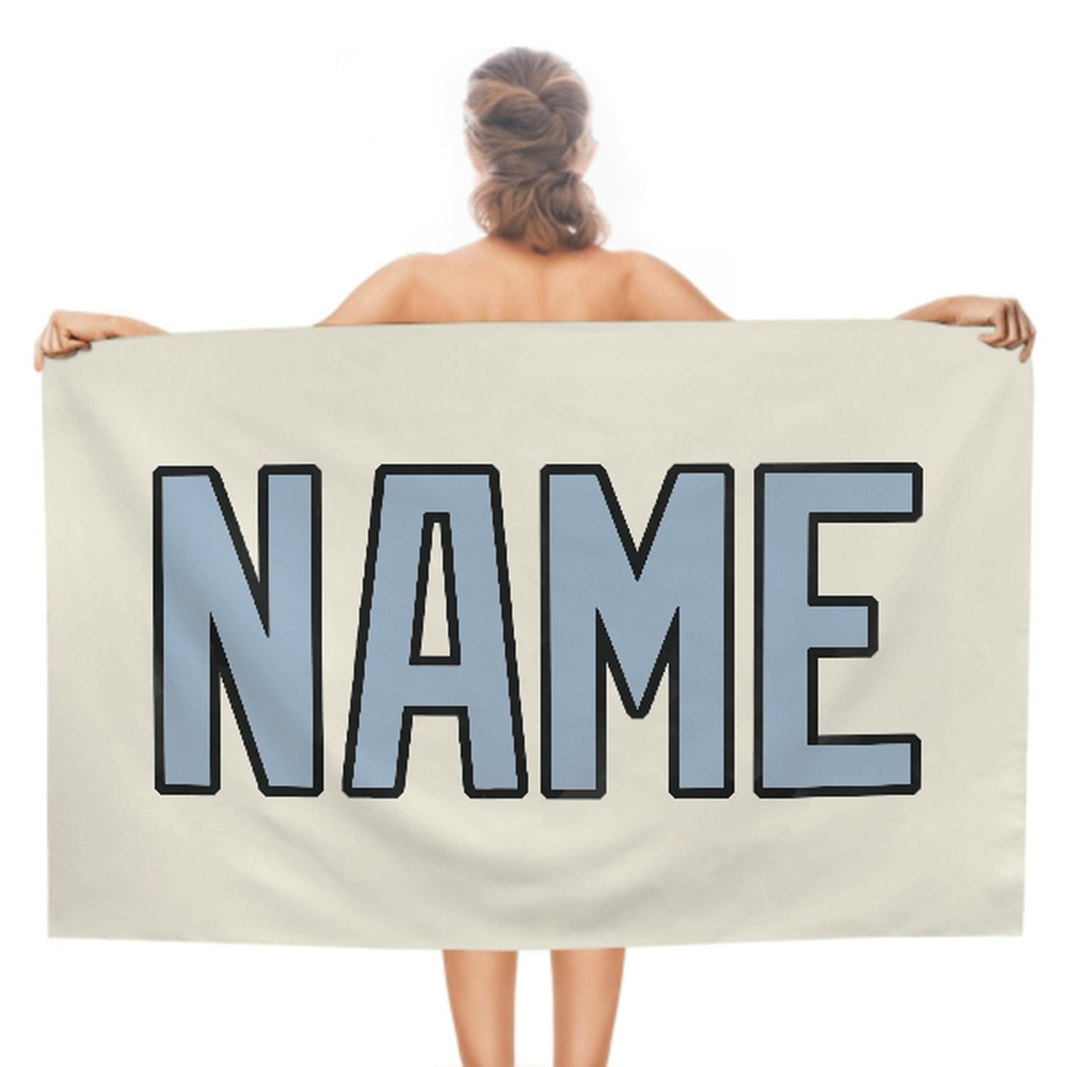 Maßgeschneidertes Beige Hellblau Strandtuch