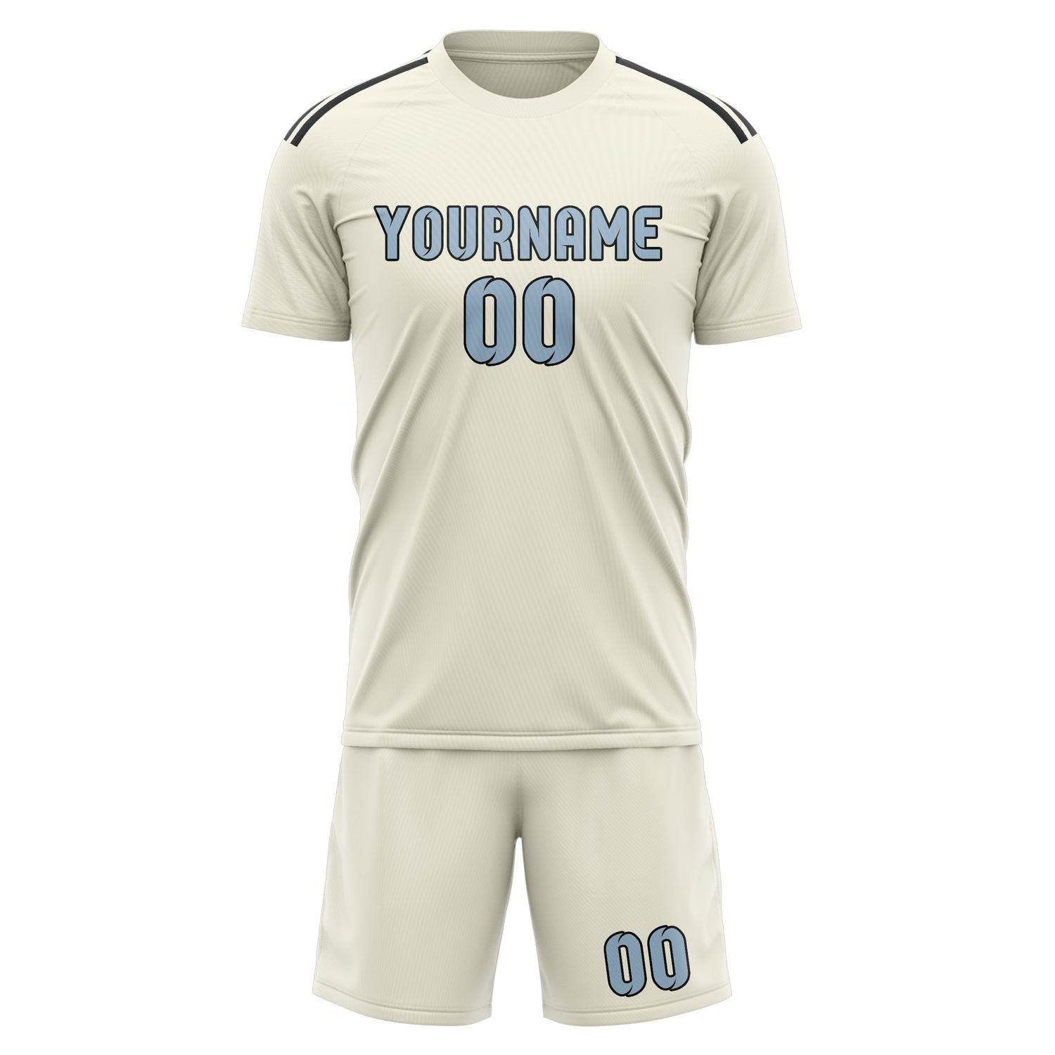 Maßgeschneidertes Professionelles Beige Hellblau Fußballtrikot-Set