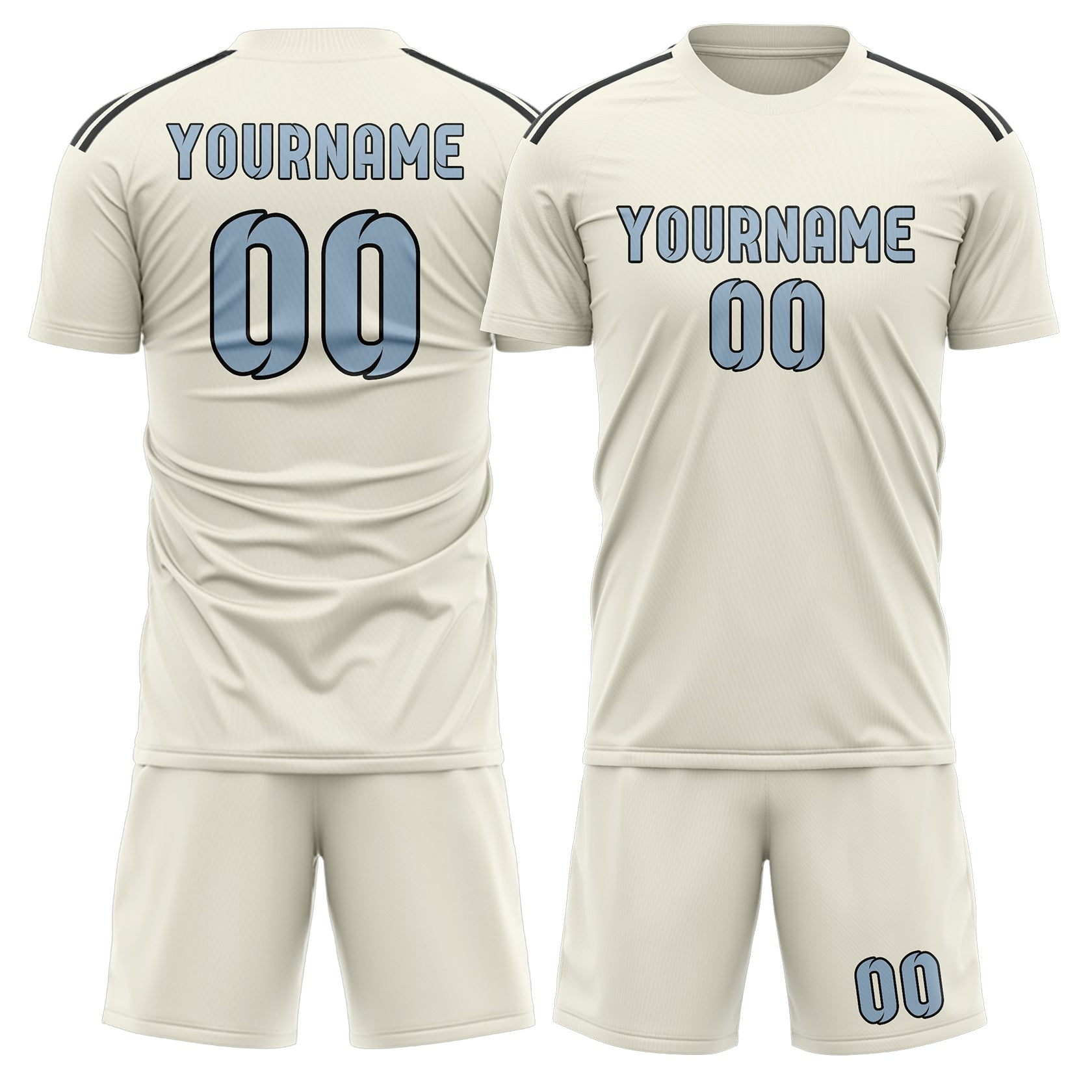 Maßgeschneidertes Professionelles Beige Hellblau Fußballtrikot-Set