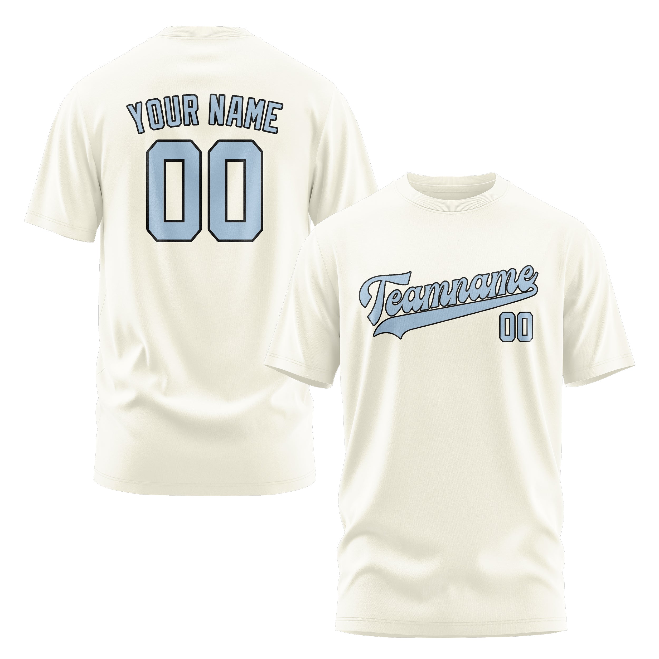 Maßgeschneidertes Beige Hellblau T-Shirt