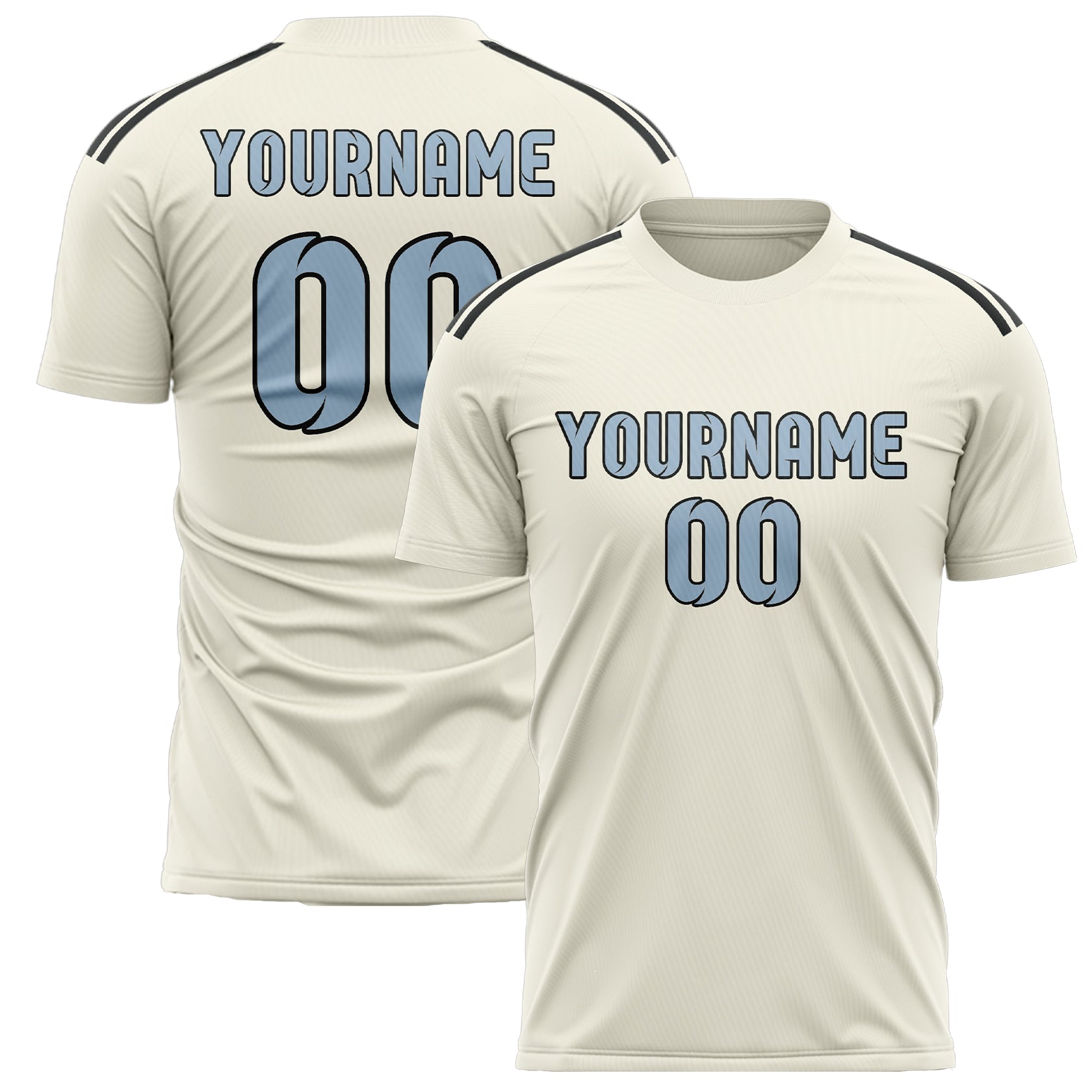 Benutzerdefiniertes Professionelles Beige Hellblau Fußballtrikot