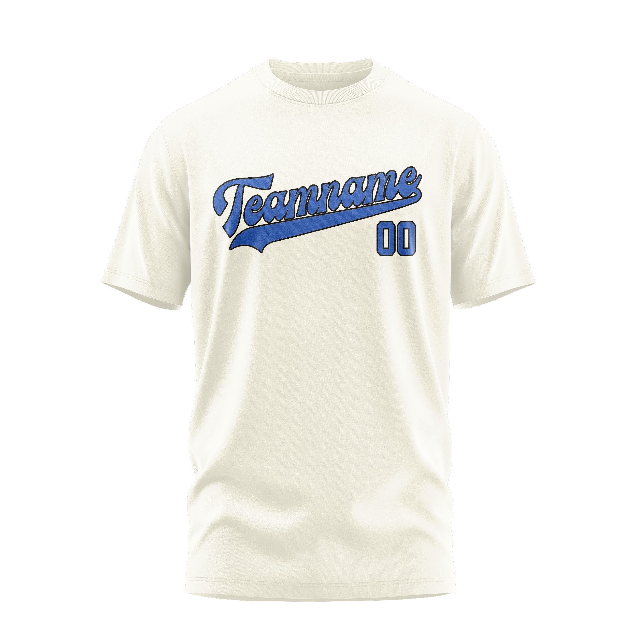 Maßgeschneidertes Beige Himmelblau T-Shirt