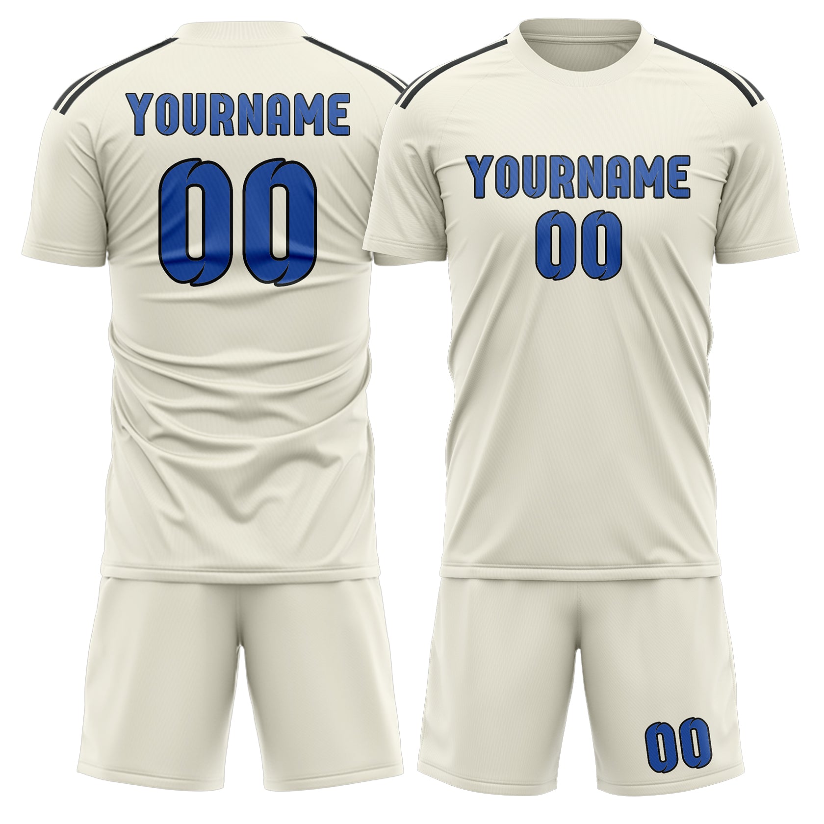 Maßgeschneidertes Professionelles Beige Himmelblau Fußballtrikot-Set