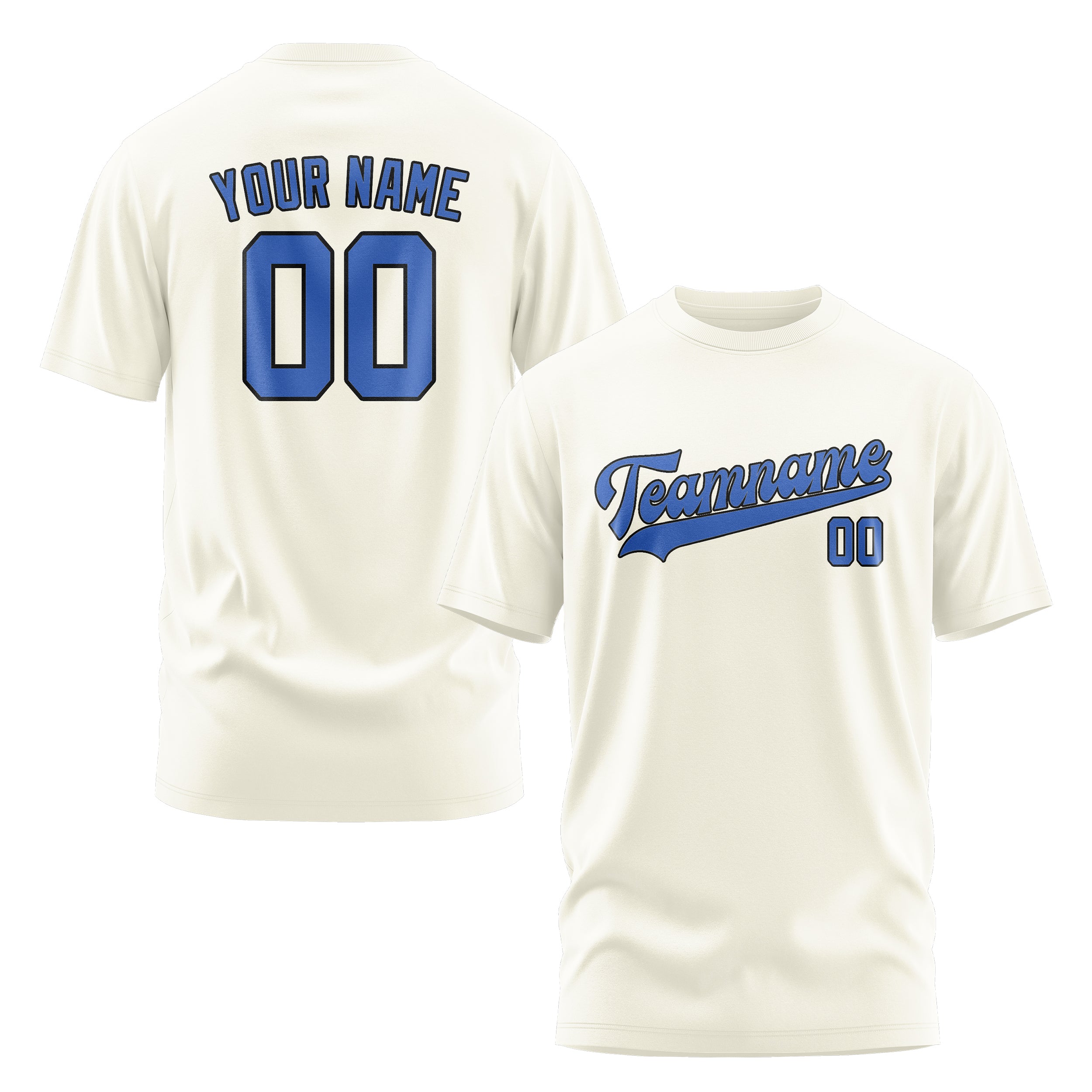 Maßgeschneidertes Beige Himmelblau T-Shirt