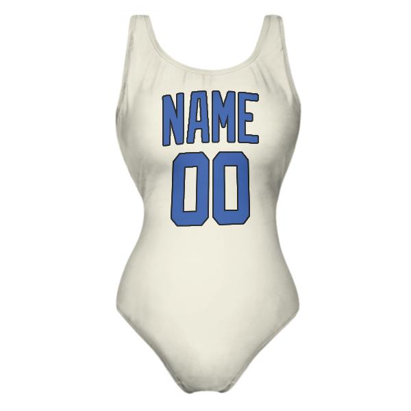 Maillot de bain beige bleu ciel sur mesure