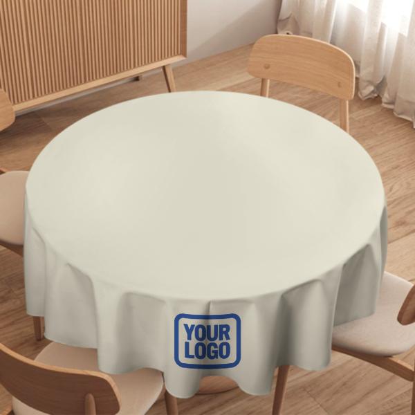 Maßgeschneidertes Beige Himmelblau Runde Tischdecke