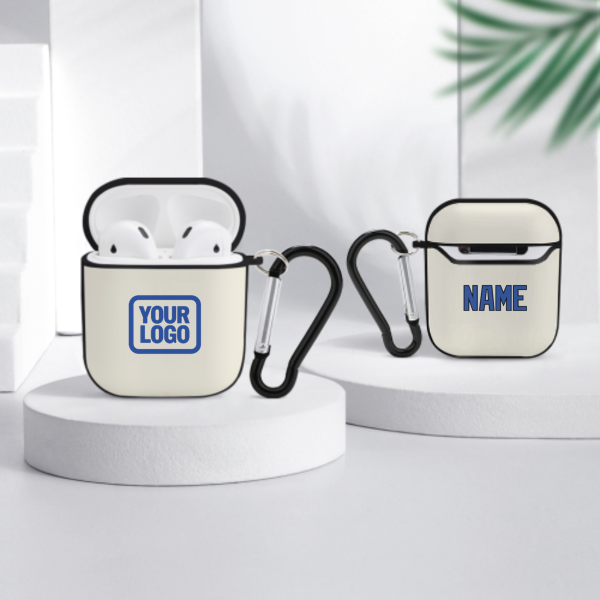 Maßgeschneidertes Beige Himmelblau AirPods-Hülle