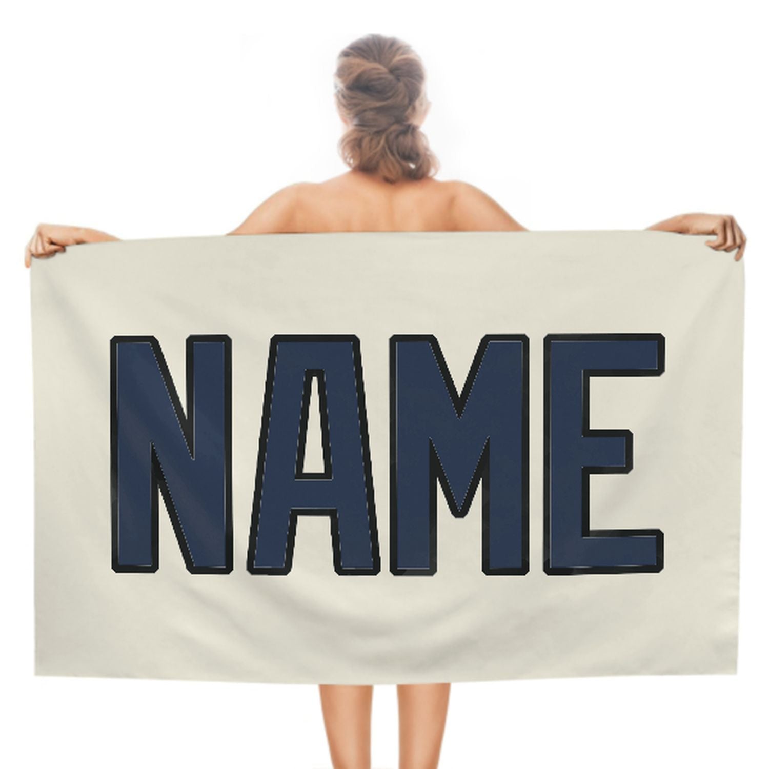 Maßgeschneidertes Beige Marineblau Strandtuch