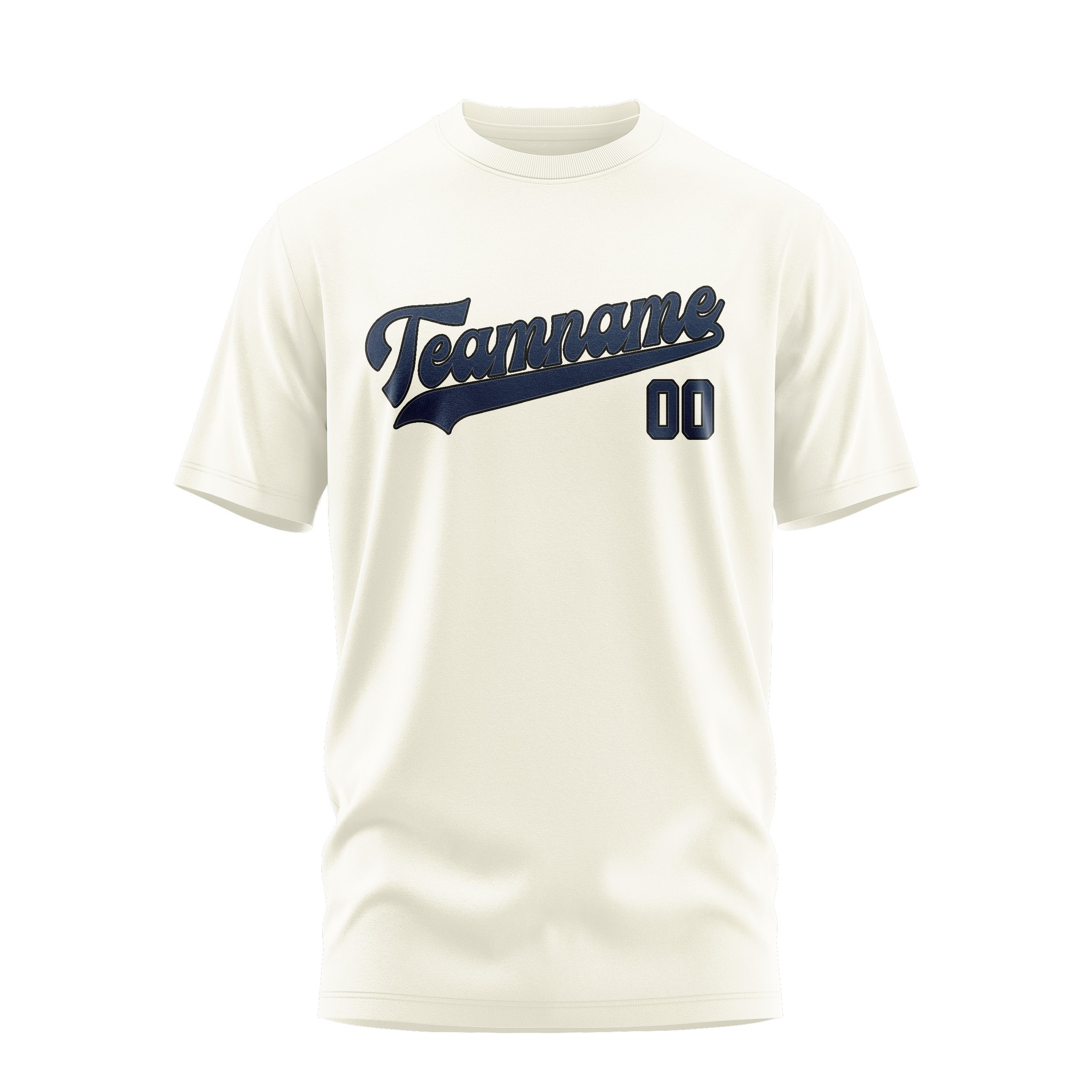 Maßgeschneidertes Beige Marineblau T-Shirt