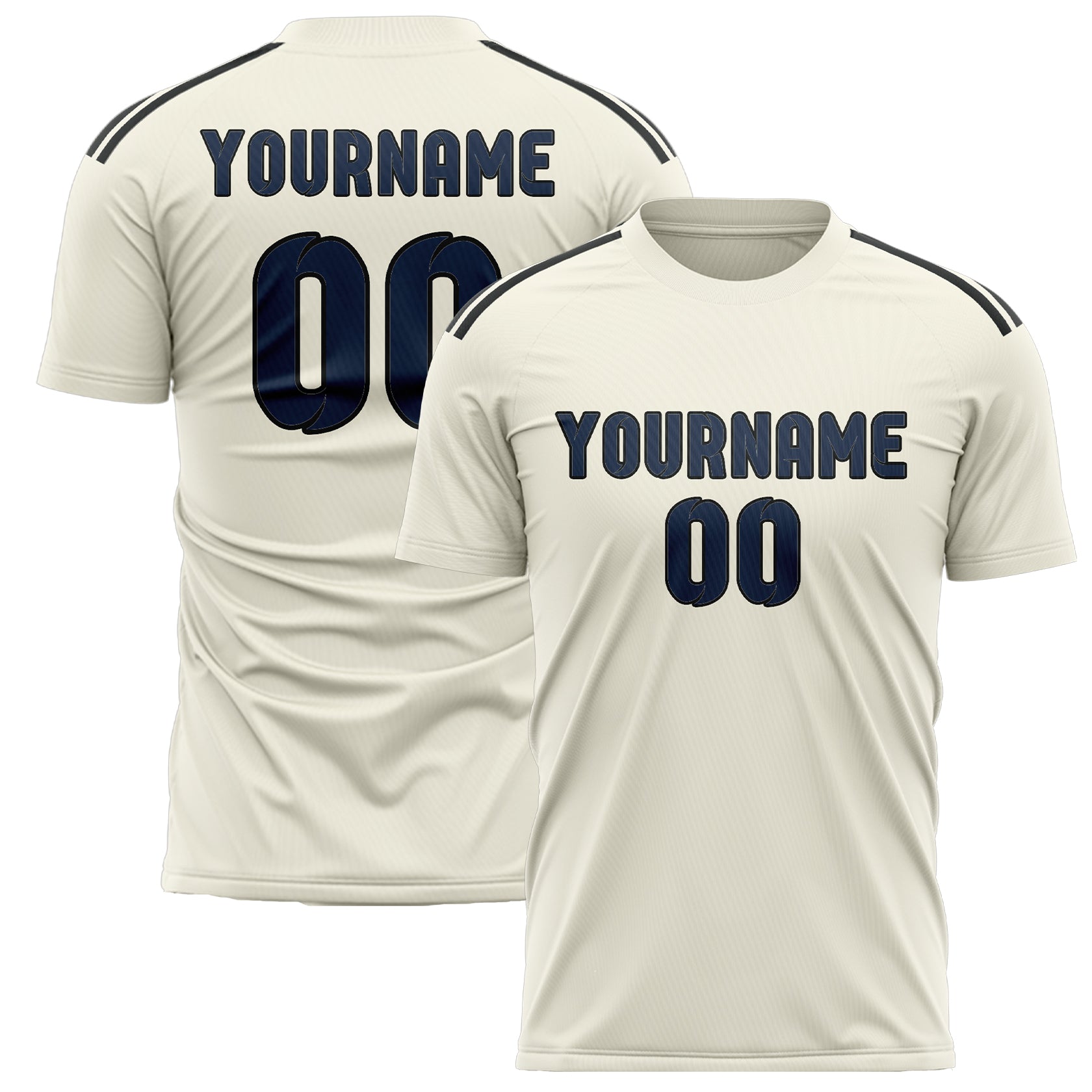 Benutzerdefiniertes Professionelles Beige Marineblau Fußballtrikot