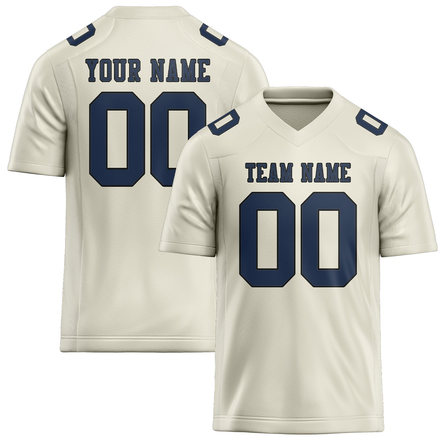 Maillot de rugby professionnel personnalisé beige bleu marine