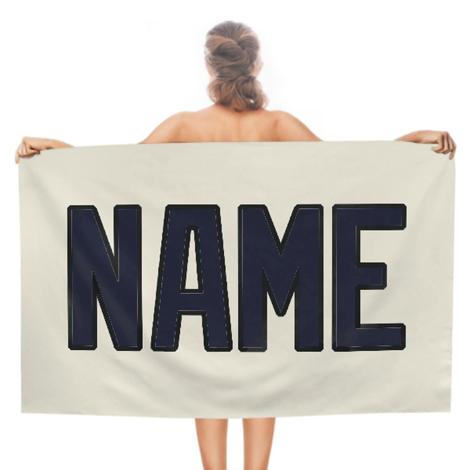 Maßgeschneidertes Beige Stahlblau Strandtuch