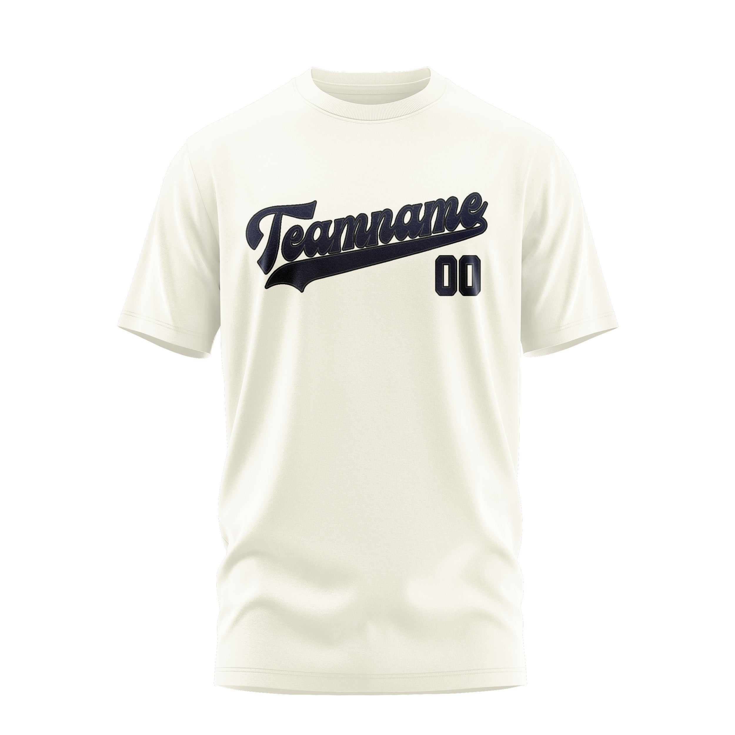 Maßgeschneidertes Beige Stahlblau T-Shirt
