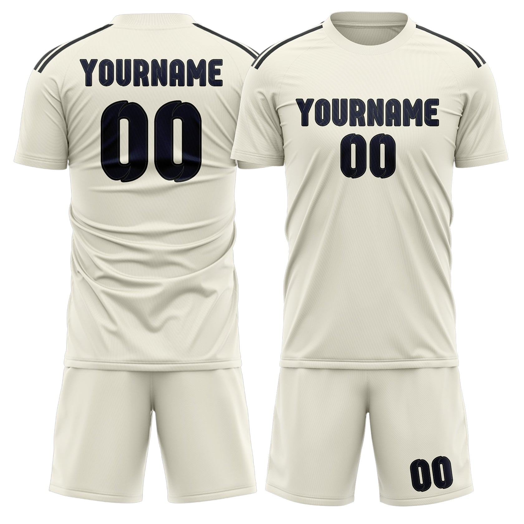 Maßgeschneidertes Professionelles Beige Stahlblau Fußballtrikot-Set
