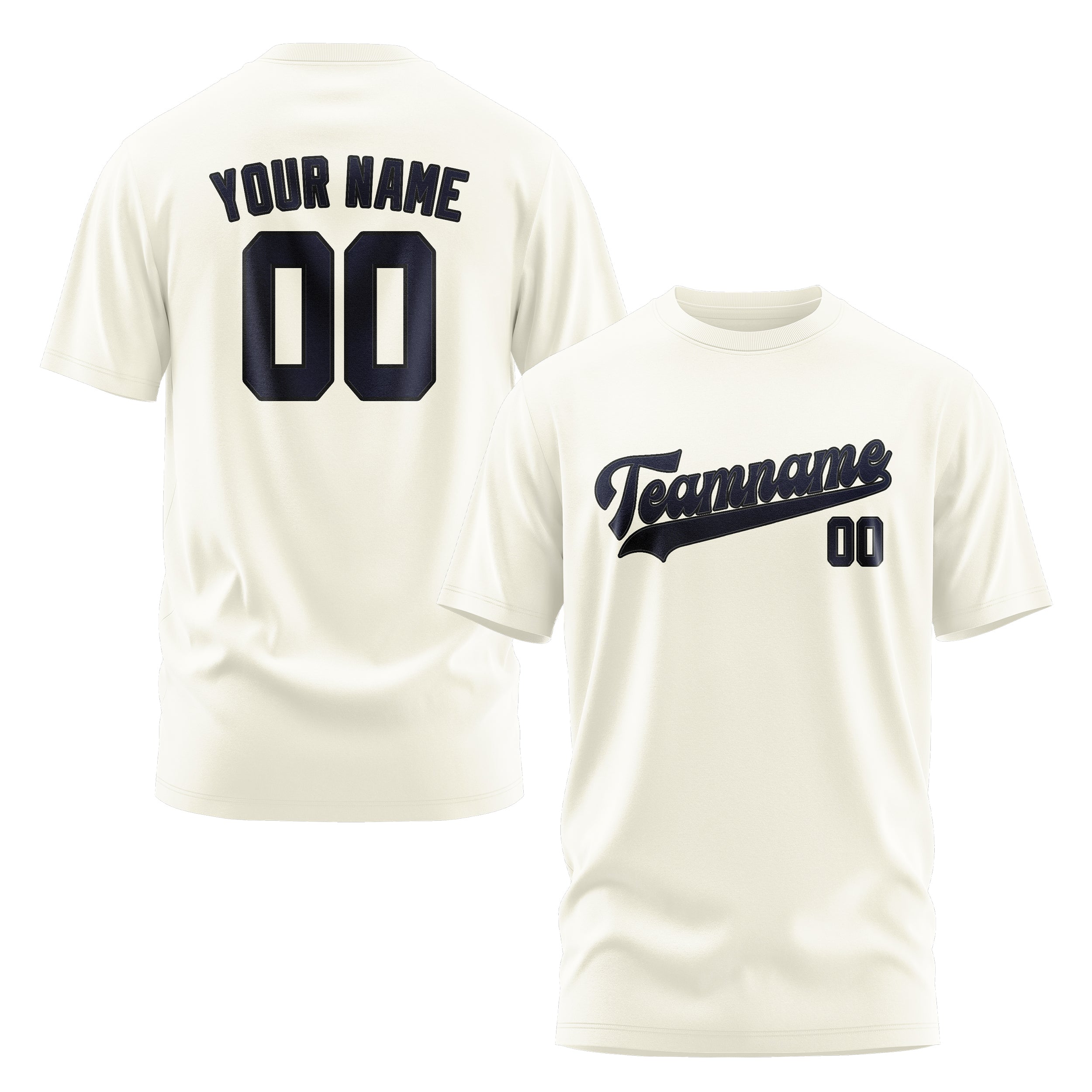 Maßgeschneidertes Beige Stahlblau T-Shirt