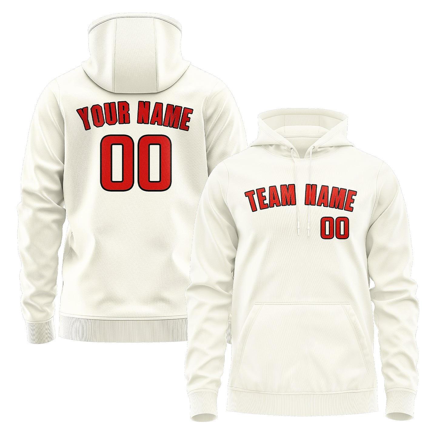 Maßgeschneidertes Beige Orangerot Hoodie