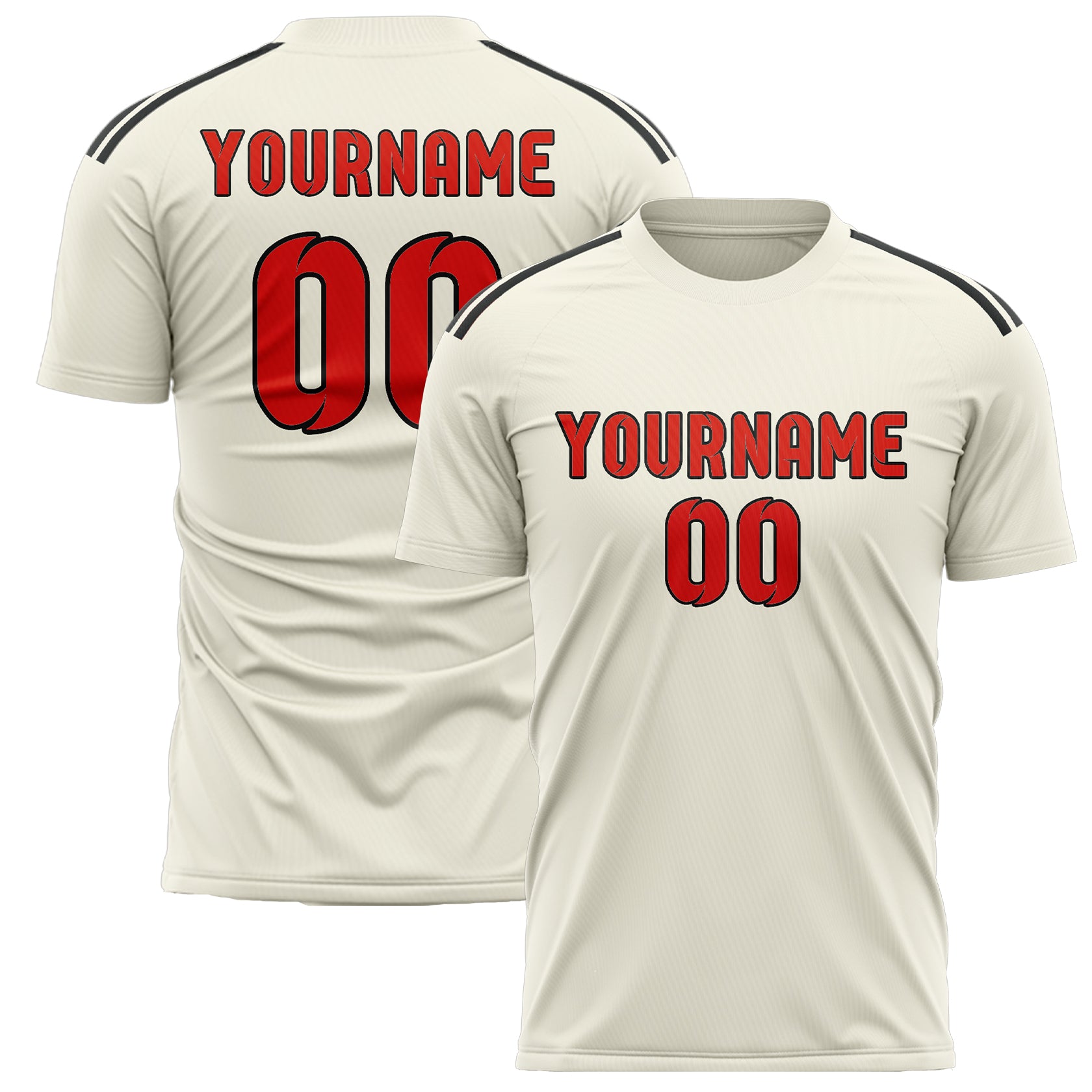 Benutzerdefiniertes Professionelles Beige Orangerot Fußballtrikot