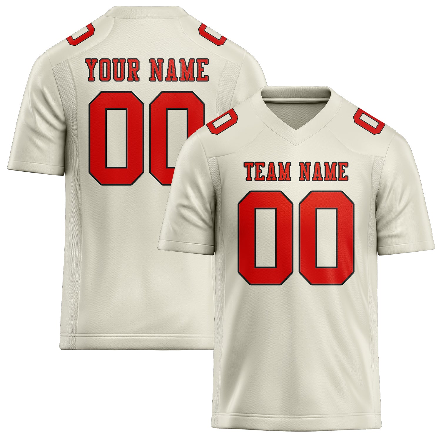 Maillot de rugby professionnel beige orange rouge sur mesure