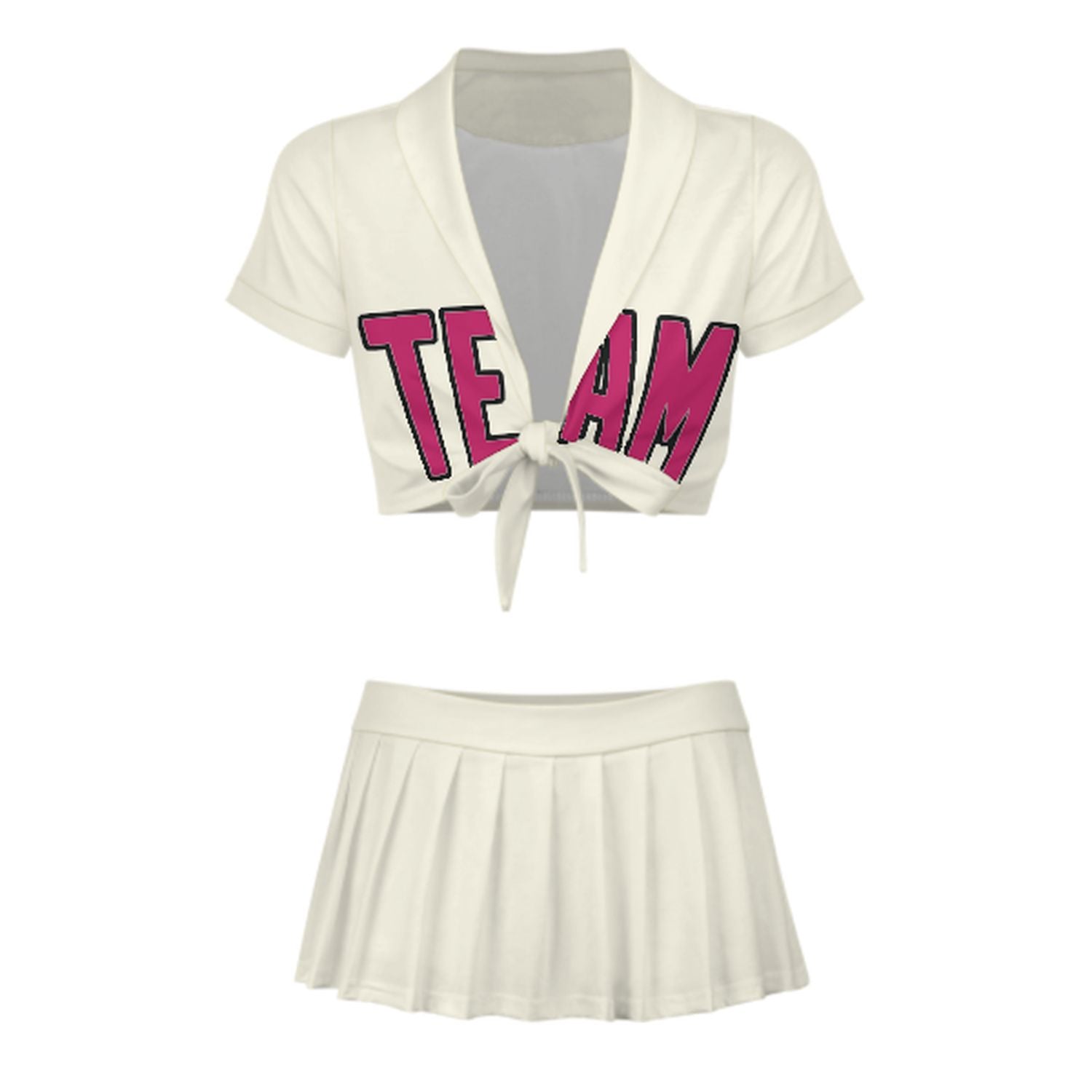 Maßgeschneidertes Beige Rosarot Cheerleader Outfit Set
