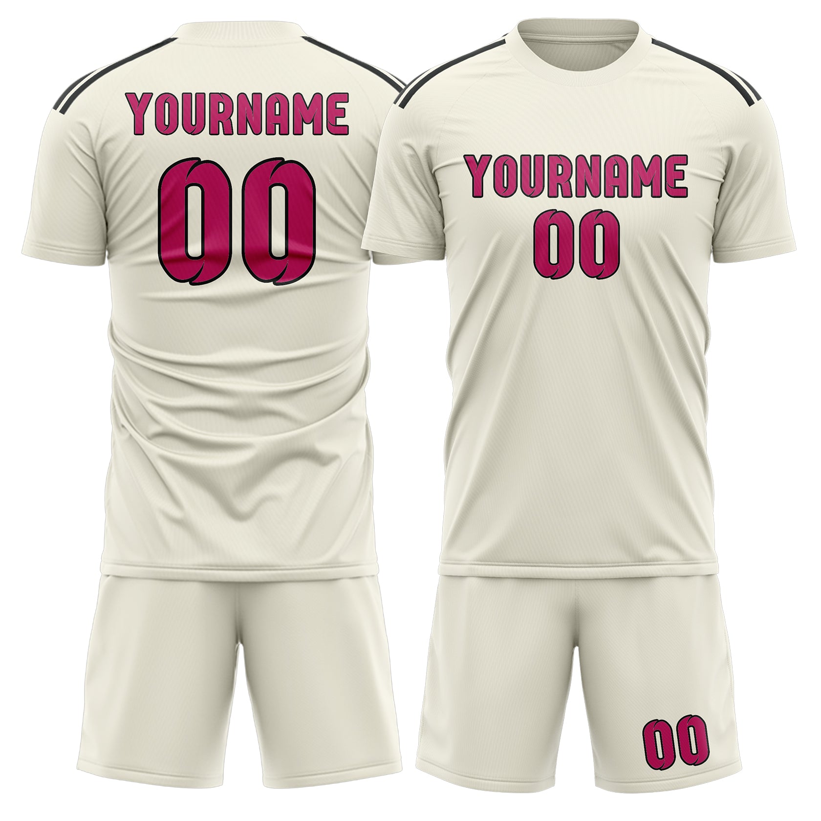 Maßgeschneidertes Professionelles Beige Rosarot Fußballtrikot-Set
