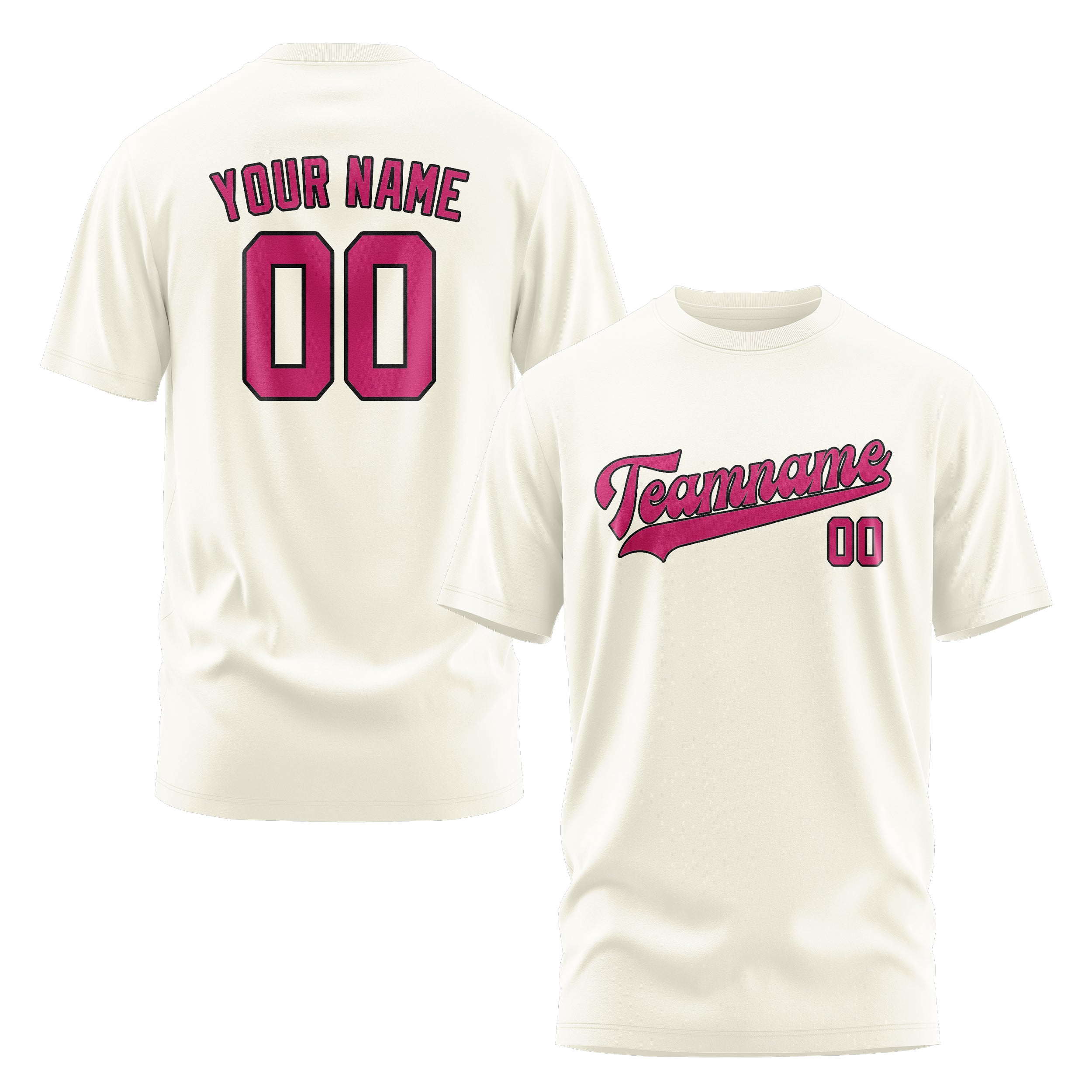 Maßgeschneidertes Beige Rosarot T-Shirt