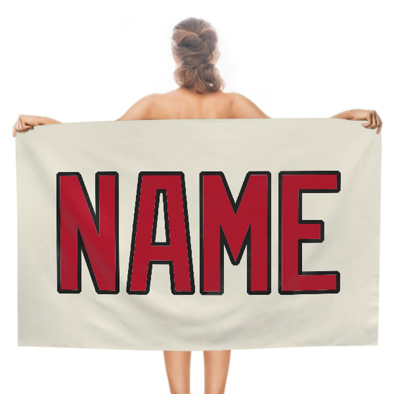 Maßgeschneidertes Beige Rot Strandtuch