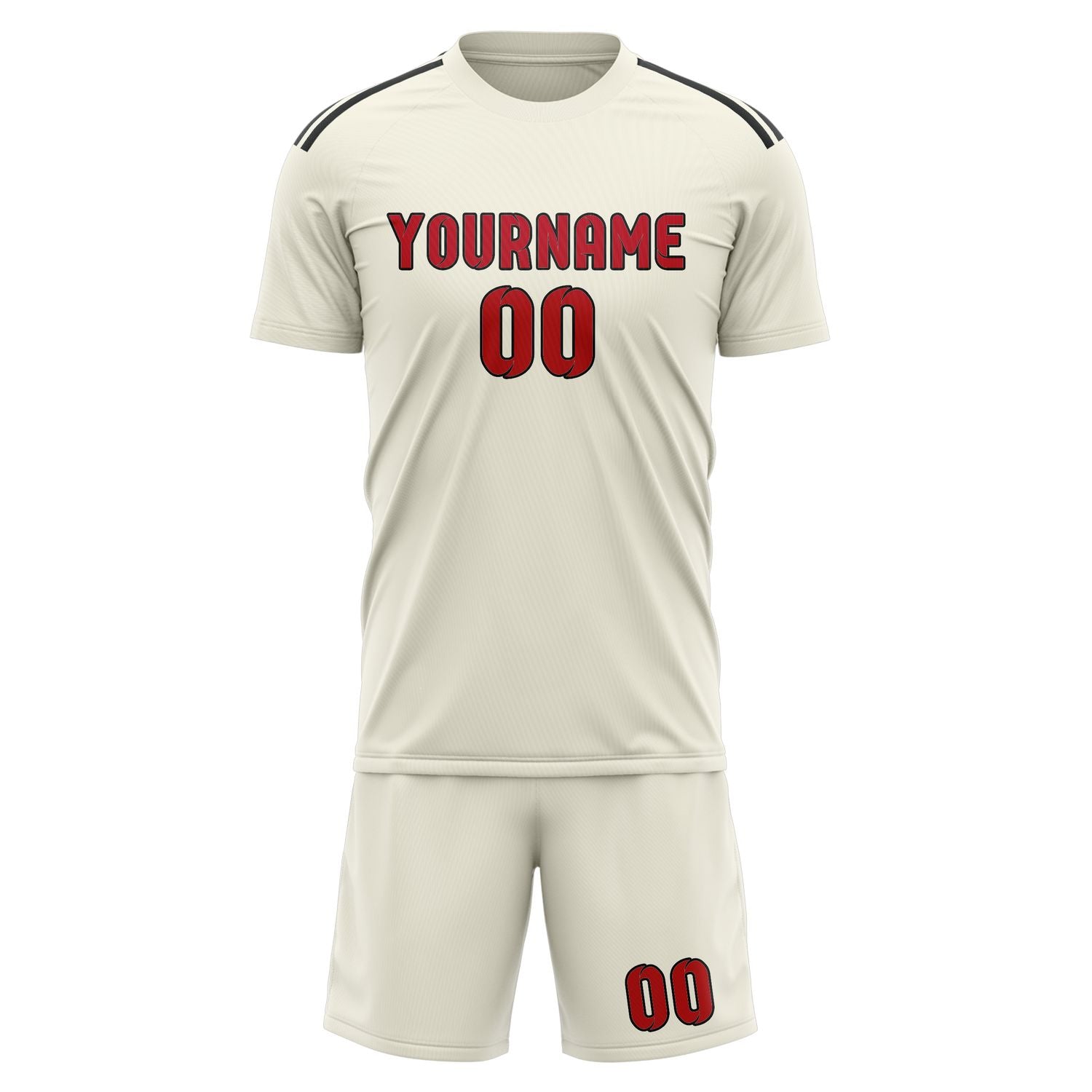 Maßgeschneidertes Professionelles Beige Rot Fußballtrikot-Set