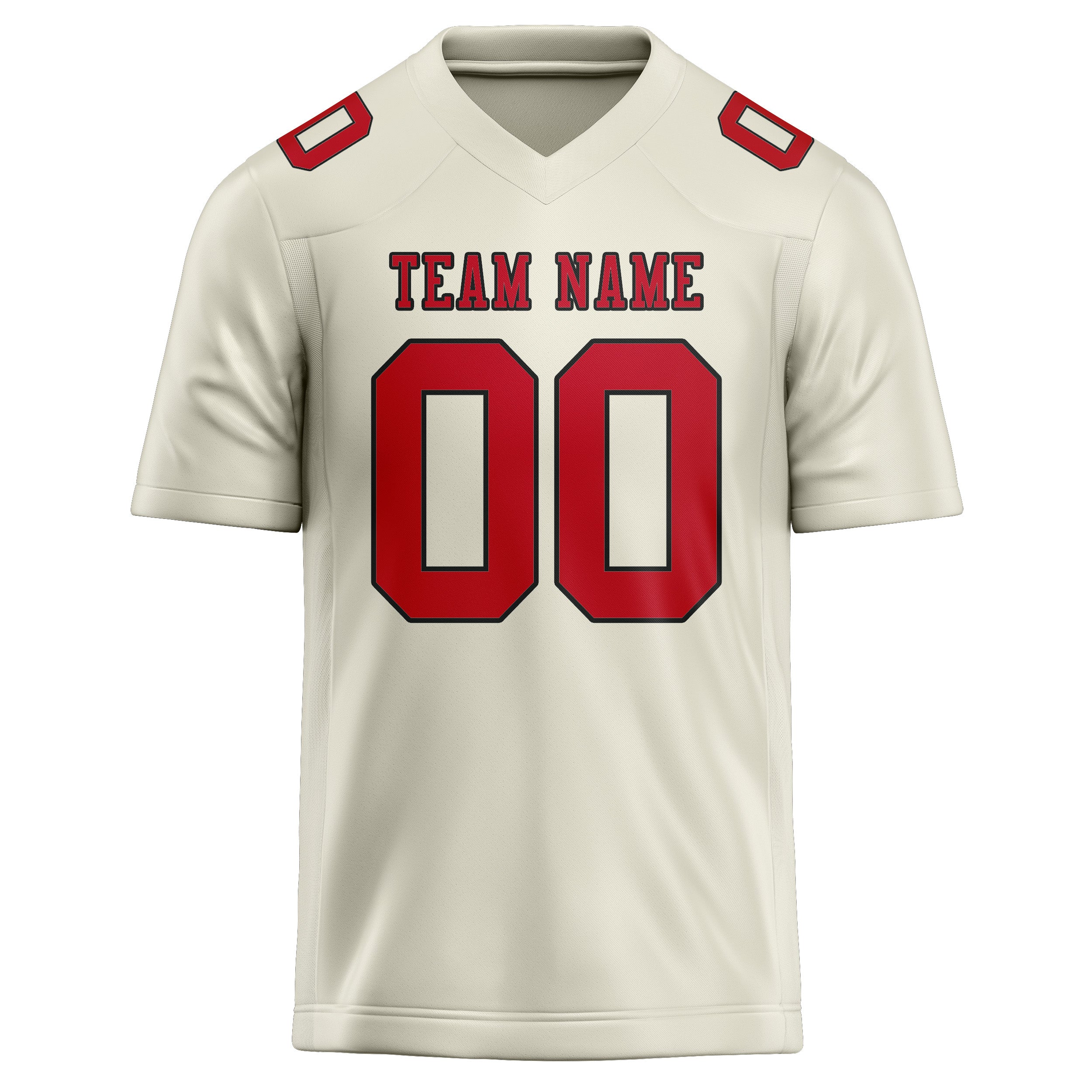 Maillot de rugby professionnel personnalisé beige rouge