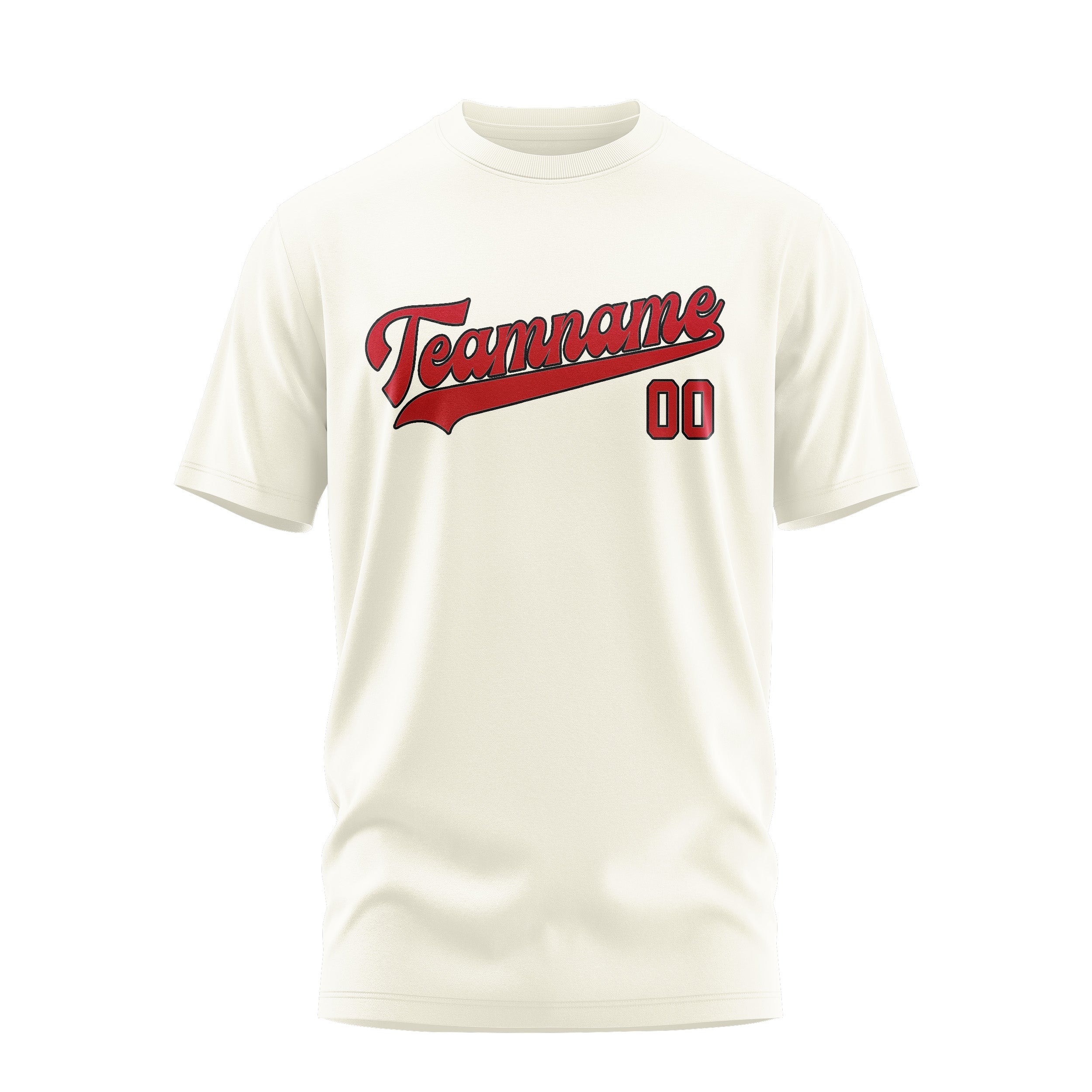 Maßgeschneidertes Beige Rot T-Shirt