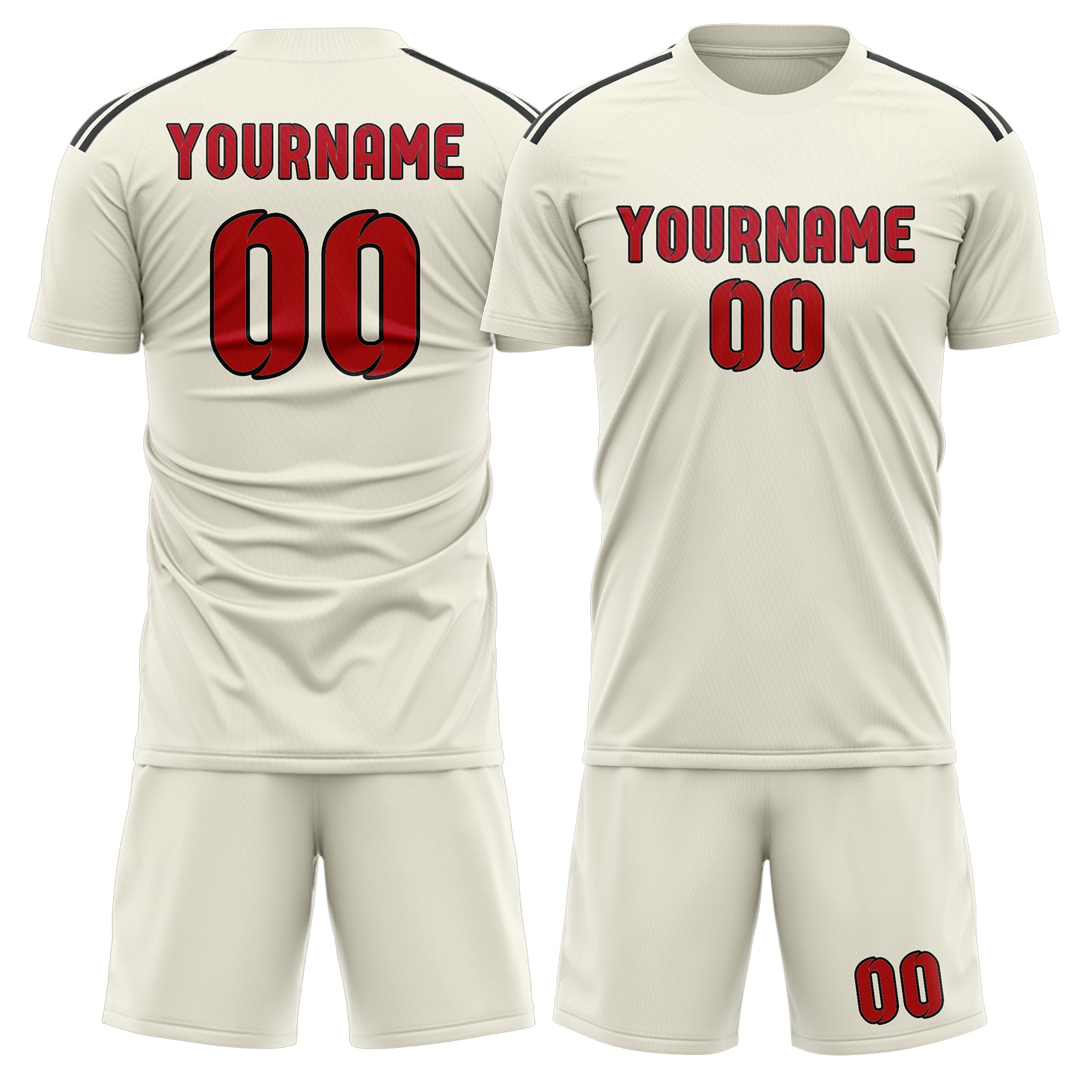 Maßgeschneidertes Professionelles Beige Rot Fußballtrikot-Set