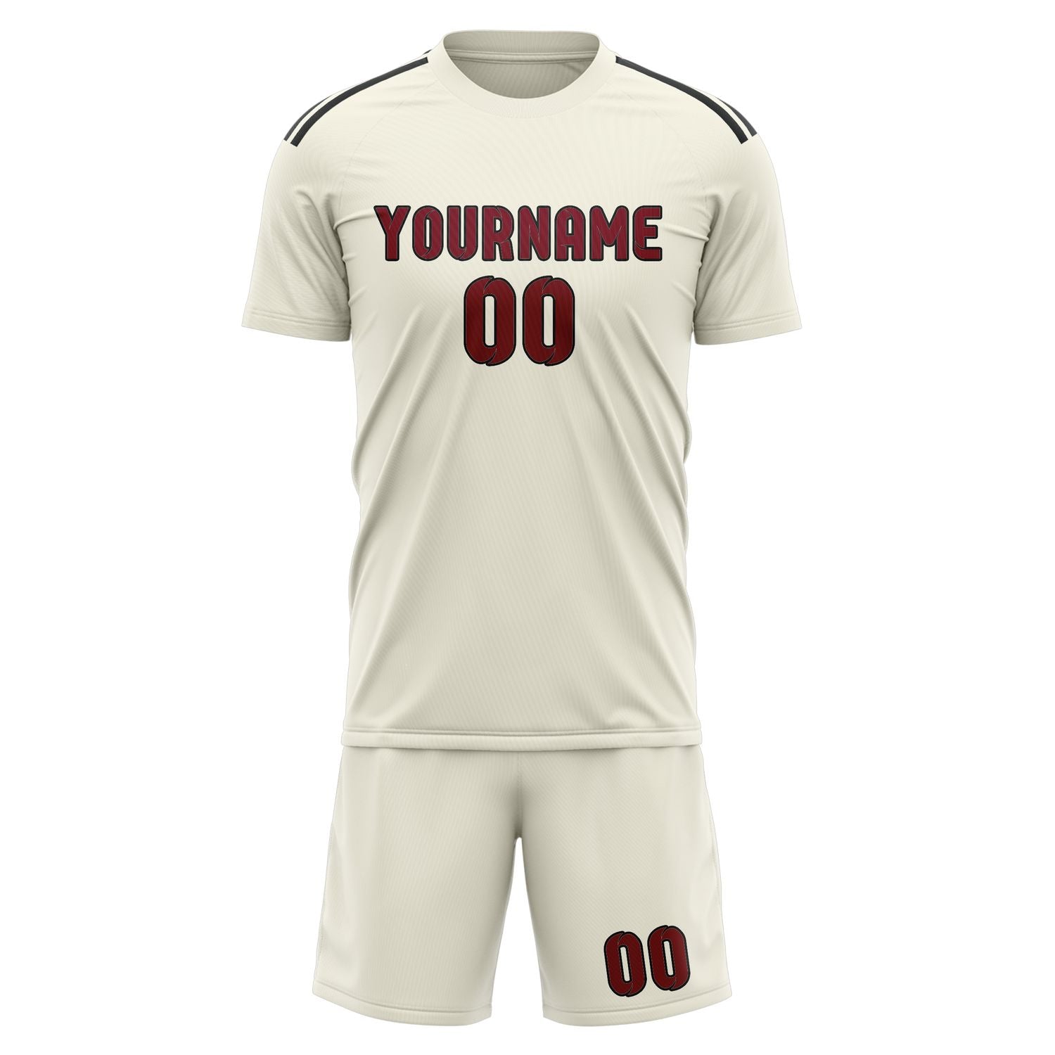 Maßgeschneidertes Professionelles Beige Karmesinrot Fußballtrikot-Set