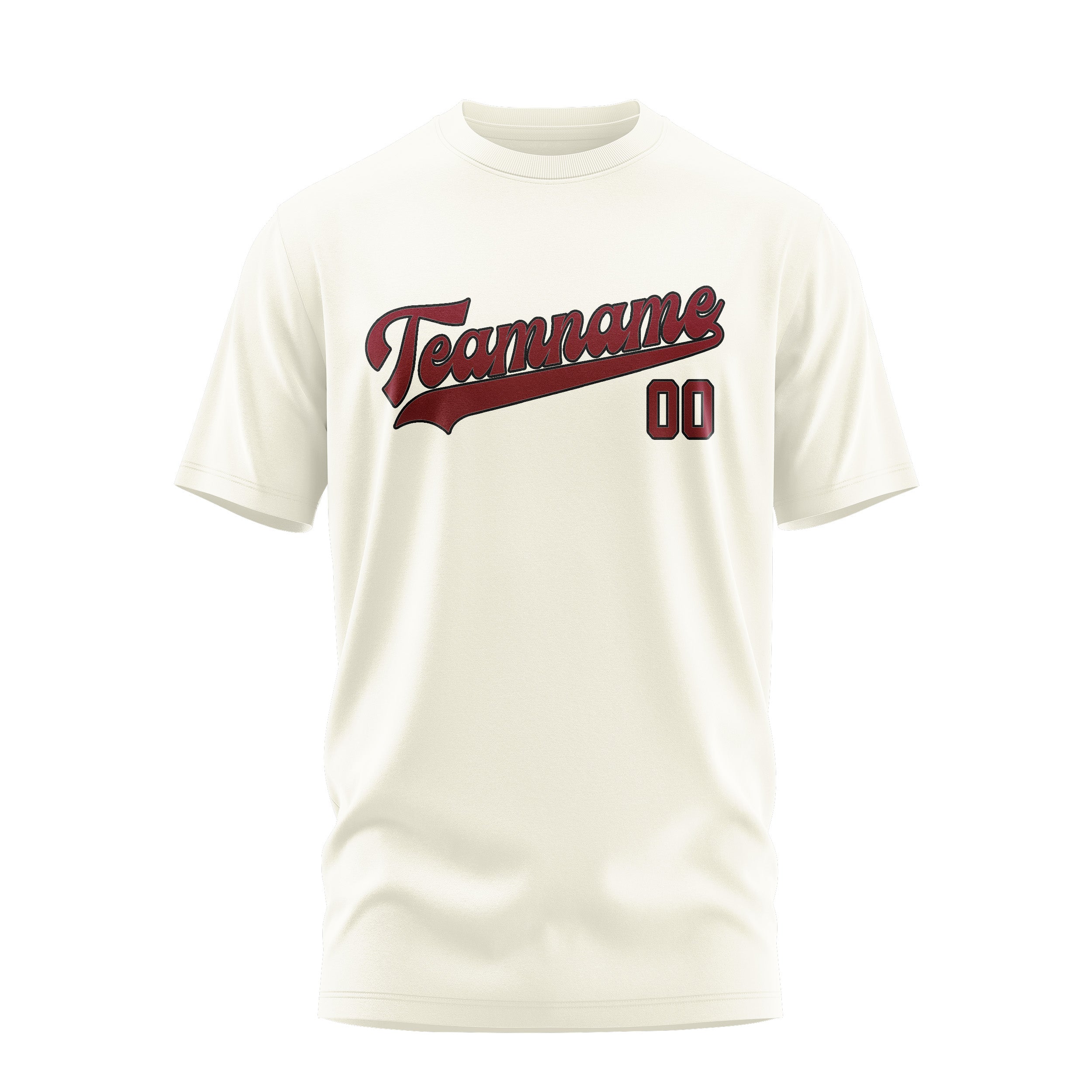 Maßgeschneidertes Beige Karmesinrot T-Shirt