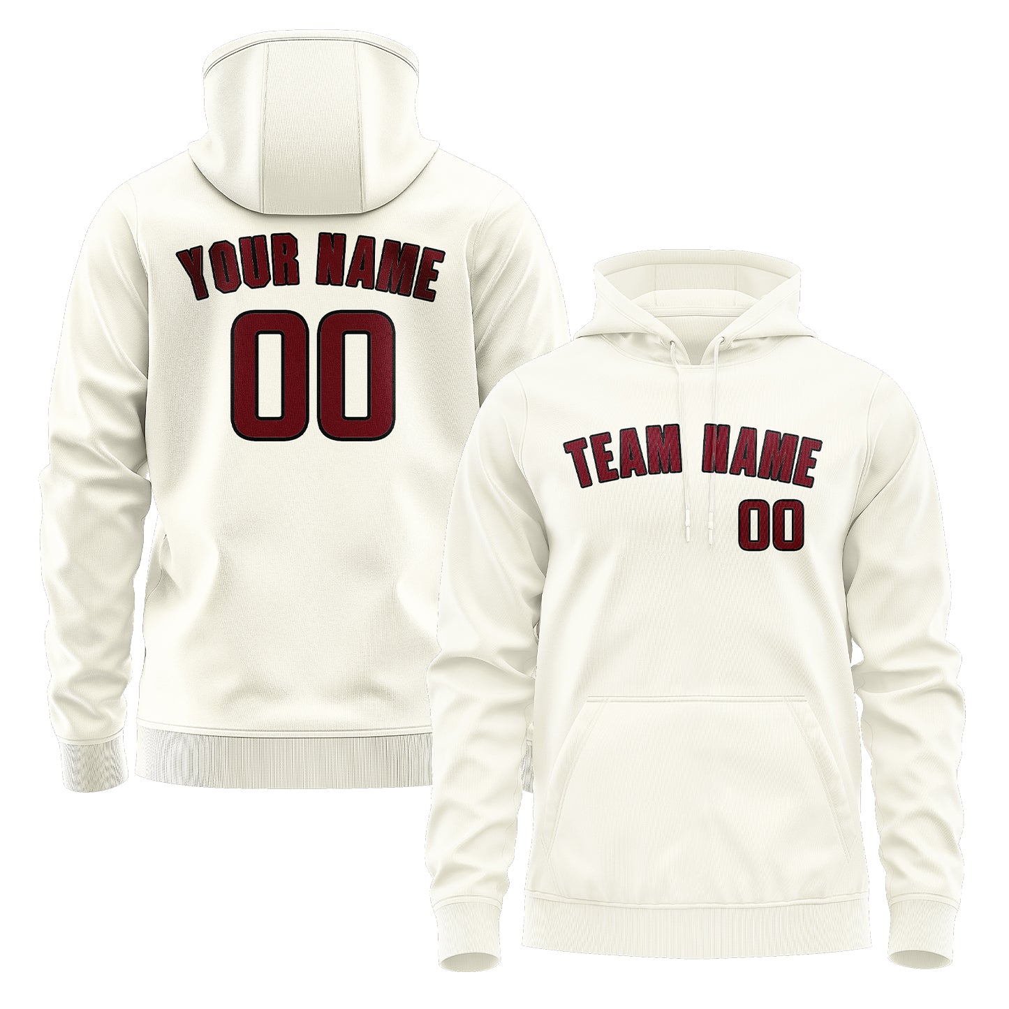 Maßgeschneidertes Beige Karmesinrot Hoodie