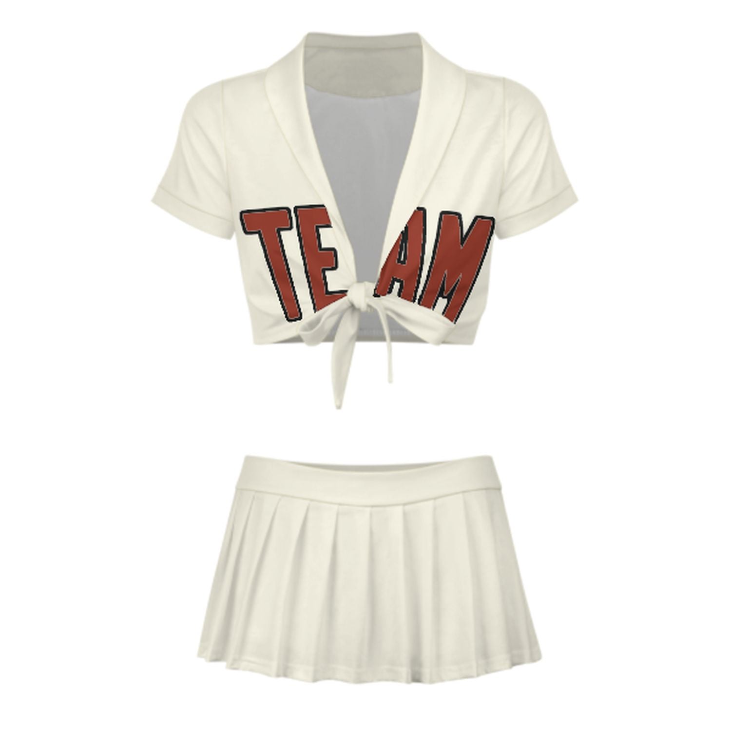 Maßgeschneidertes Beige Korallenrot Cheerleader Outfit Set