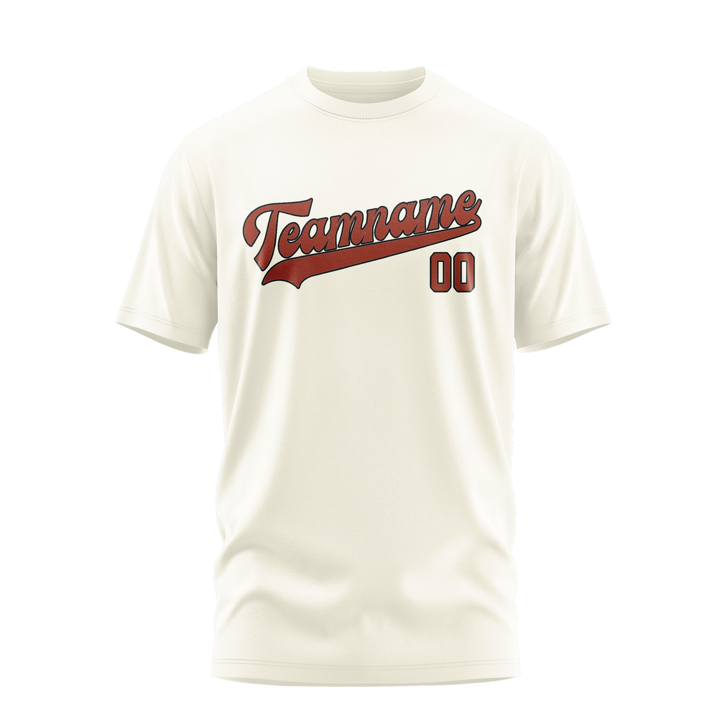 Maßgeschneidertes Beige Korallenrot T-Shirt