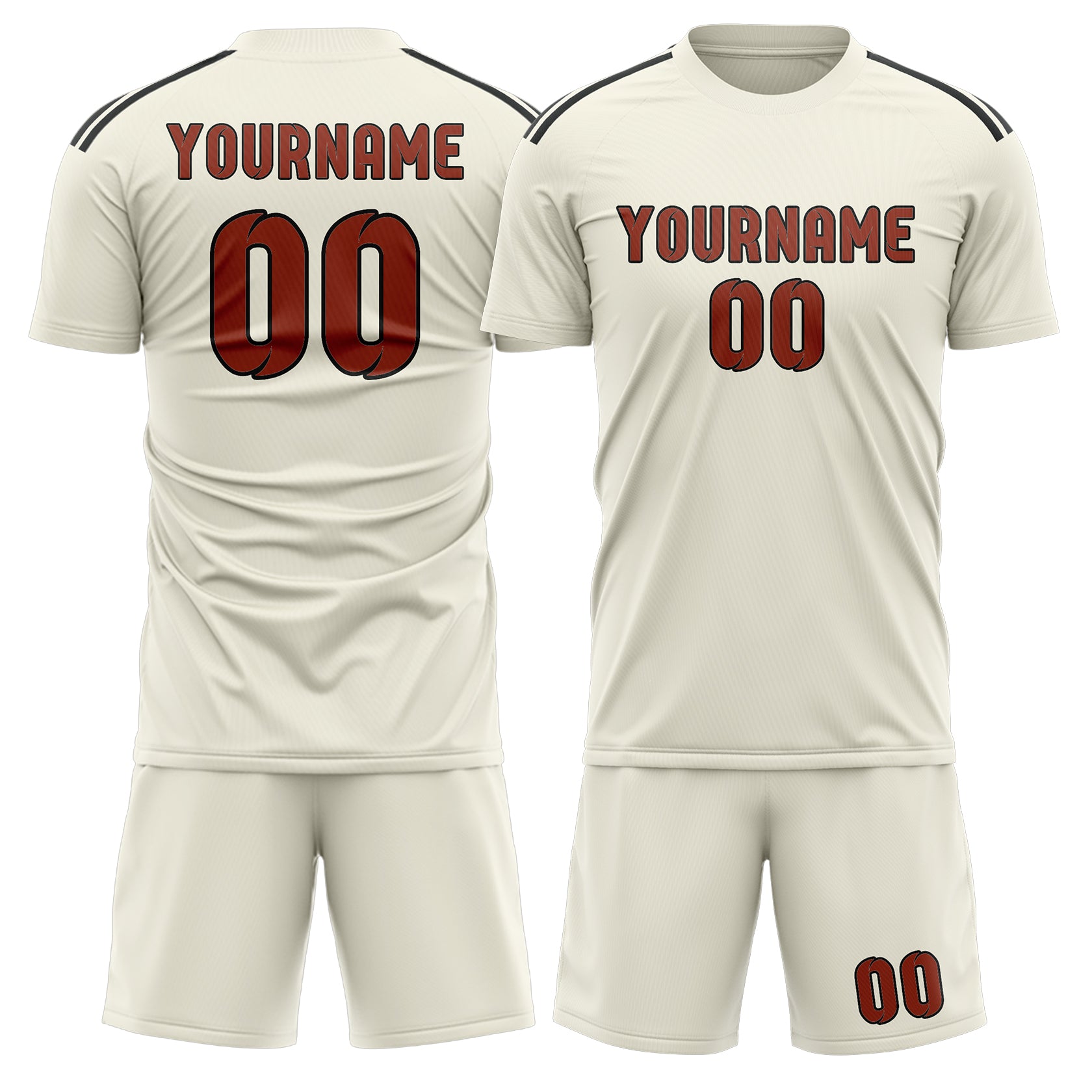 Maßgeschneidertes Professionelles Beige Korallenrot Fußballtrikot-Set