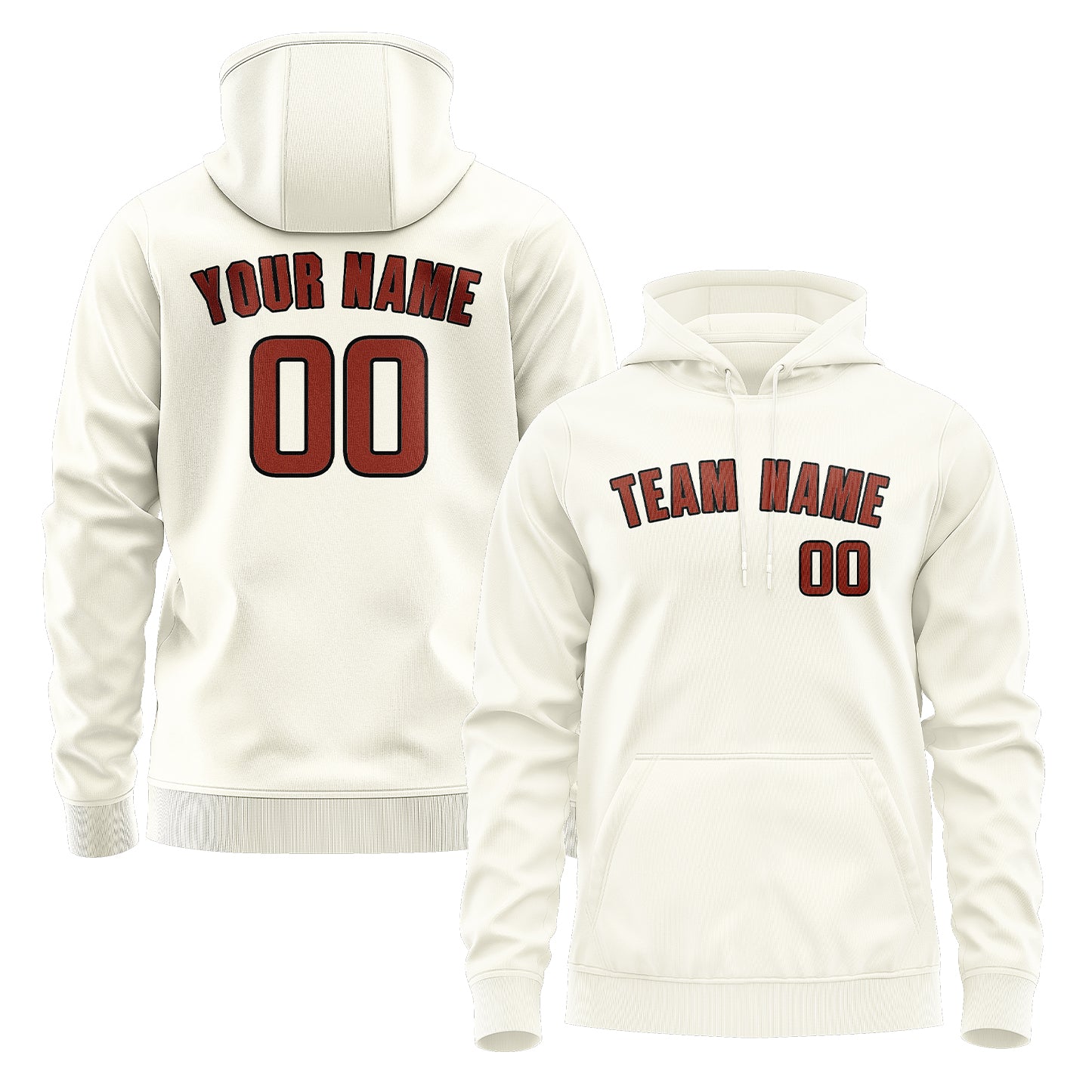 Maßgeschneidertes Beige Korallenrot Hoodie