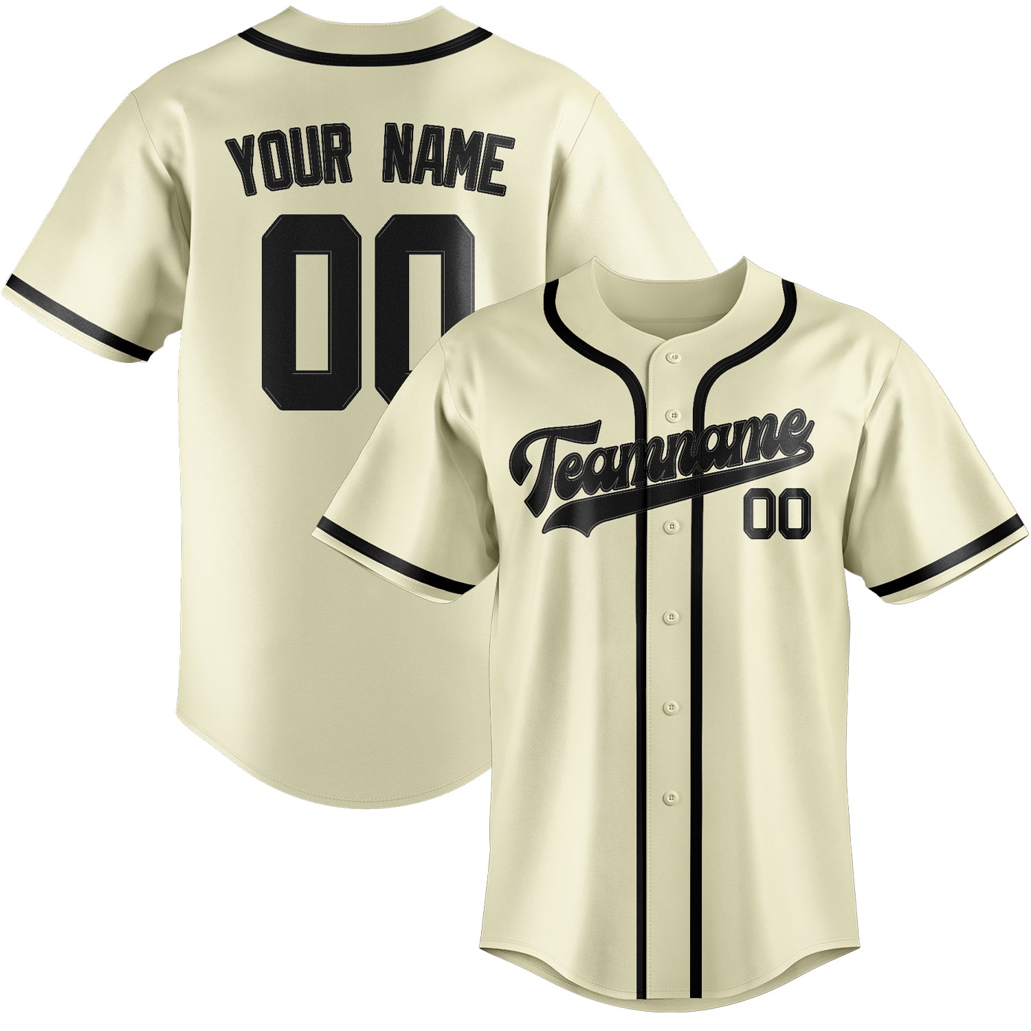 Benutzerdefiniertes Professionelles Beige Schwarz Baseballtrikot