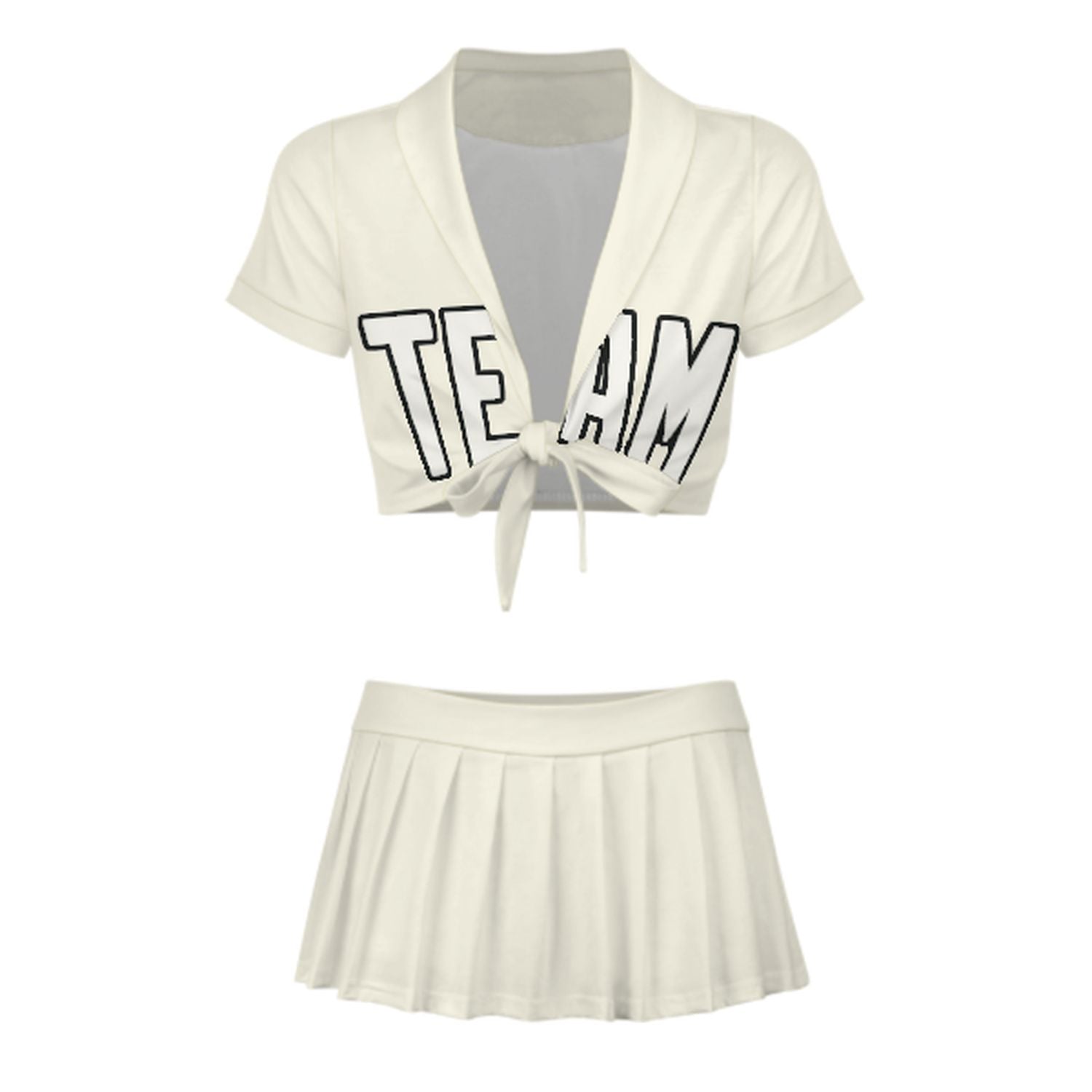 Maßgeschneidertes Beige Weiß Cheerleader Outfit Set