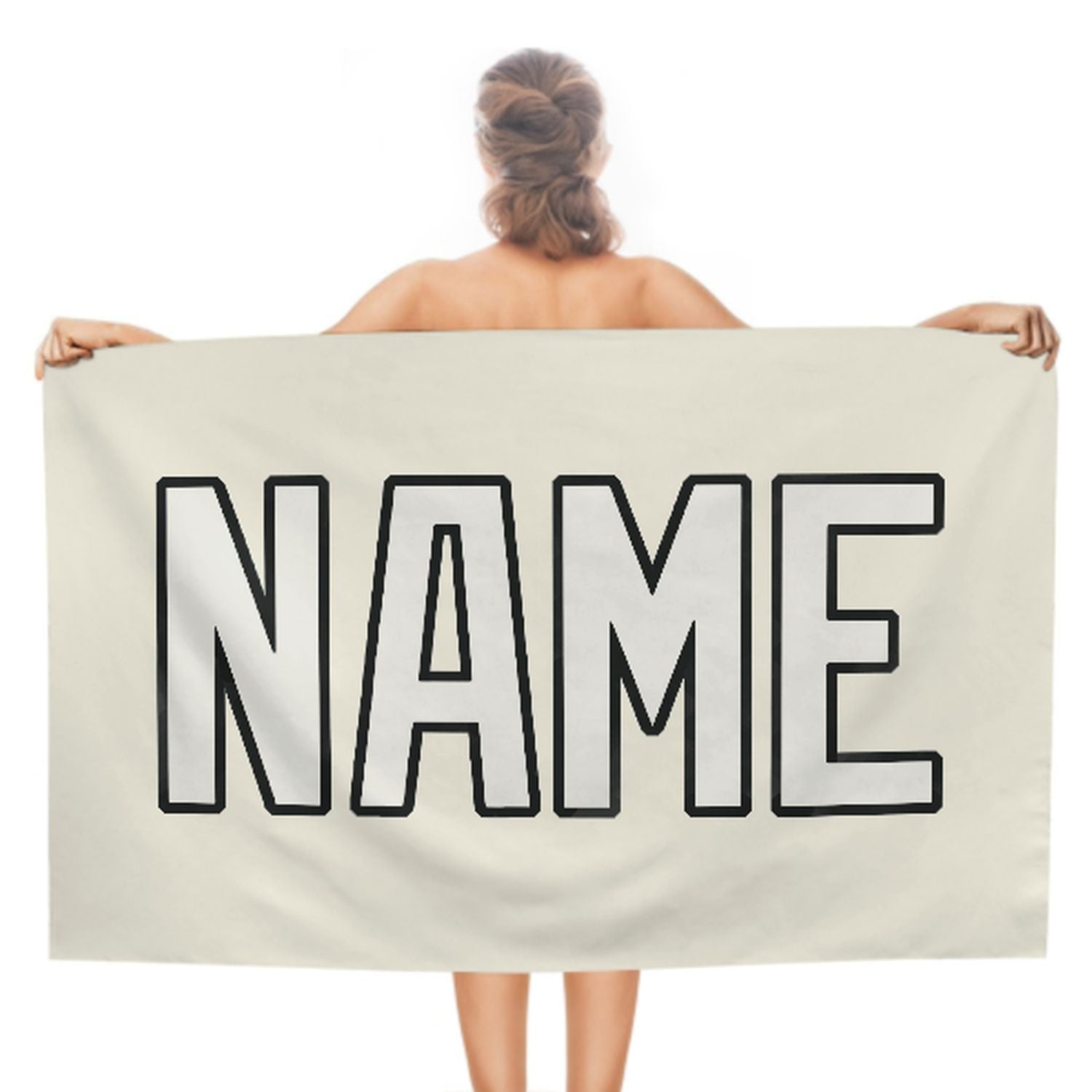 Maßgeschneidertes Beige Weiß Strandtuch