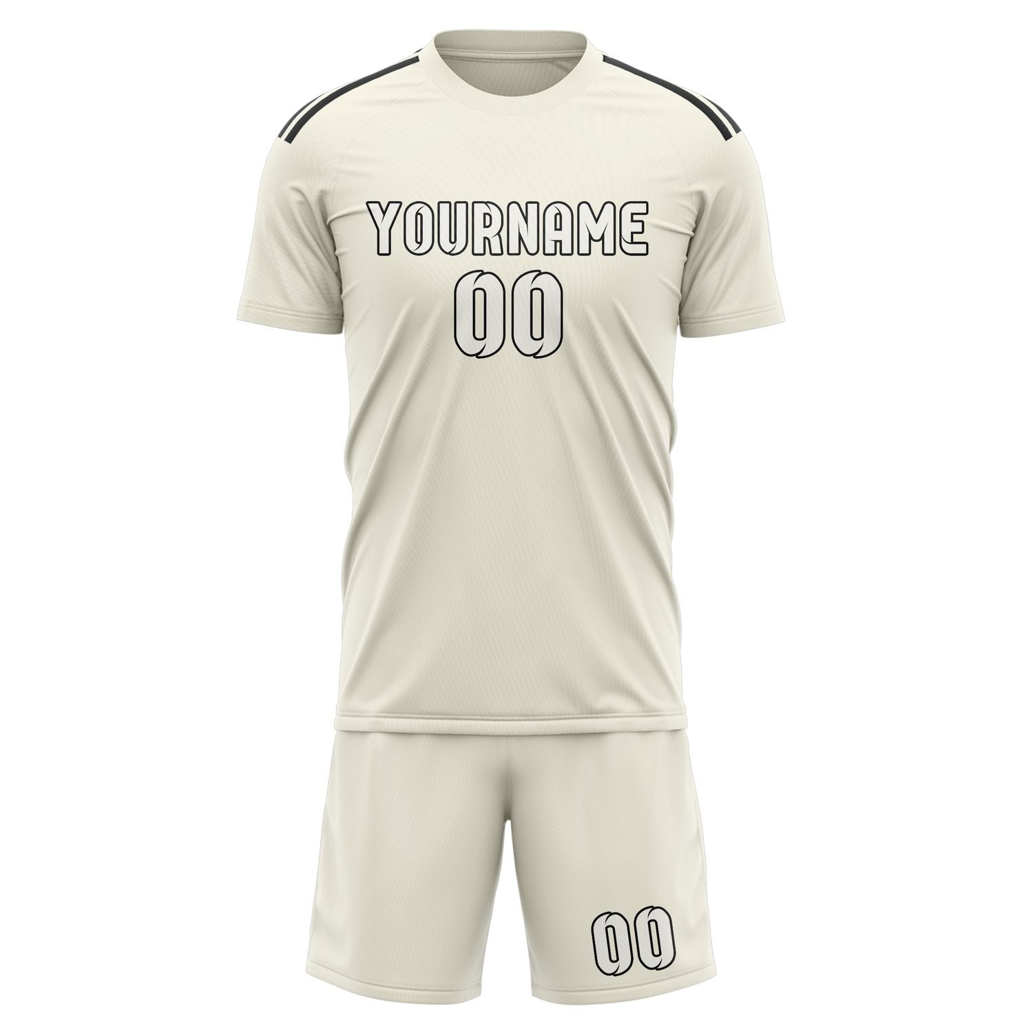 Maßgeschneidertes Professionelles Beige Weiß Fußballtrikot-Set