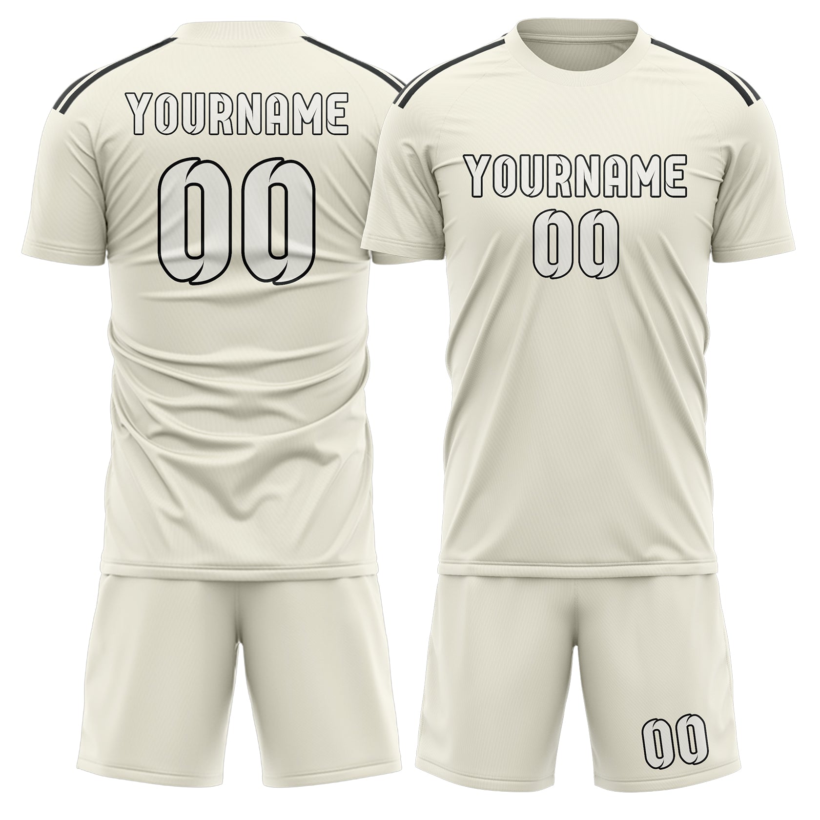 Maßgeschneidertes Professionelles Beige Weiß Fußballtrikot-Set