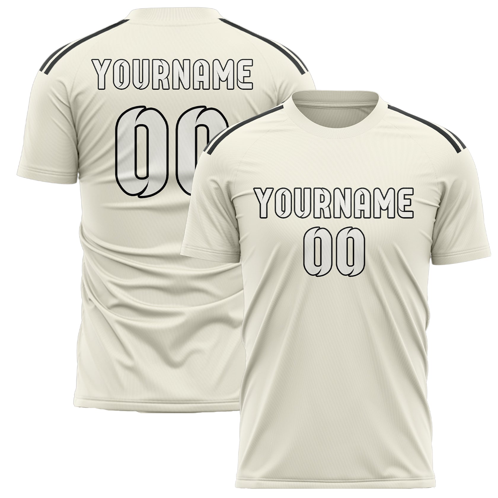 Benutzerdefiniertes Professionelles Beige Weiß Fußballtrikot